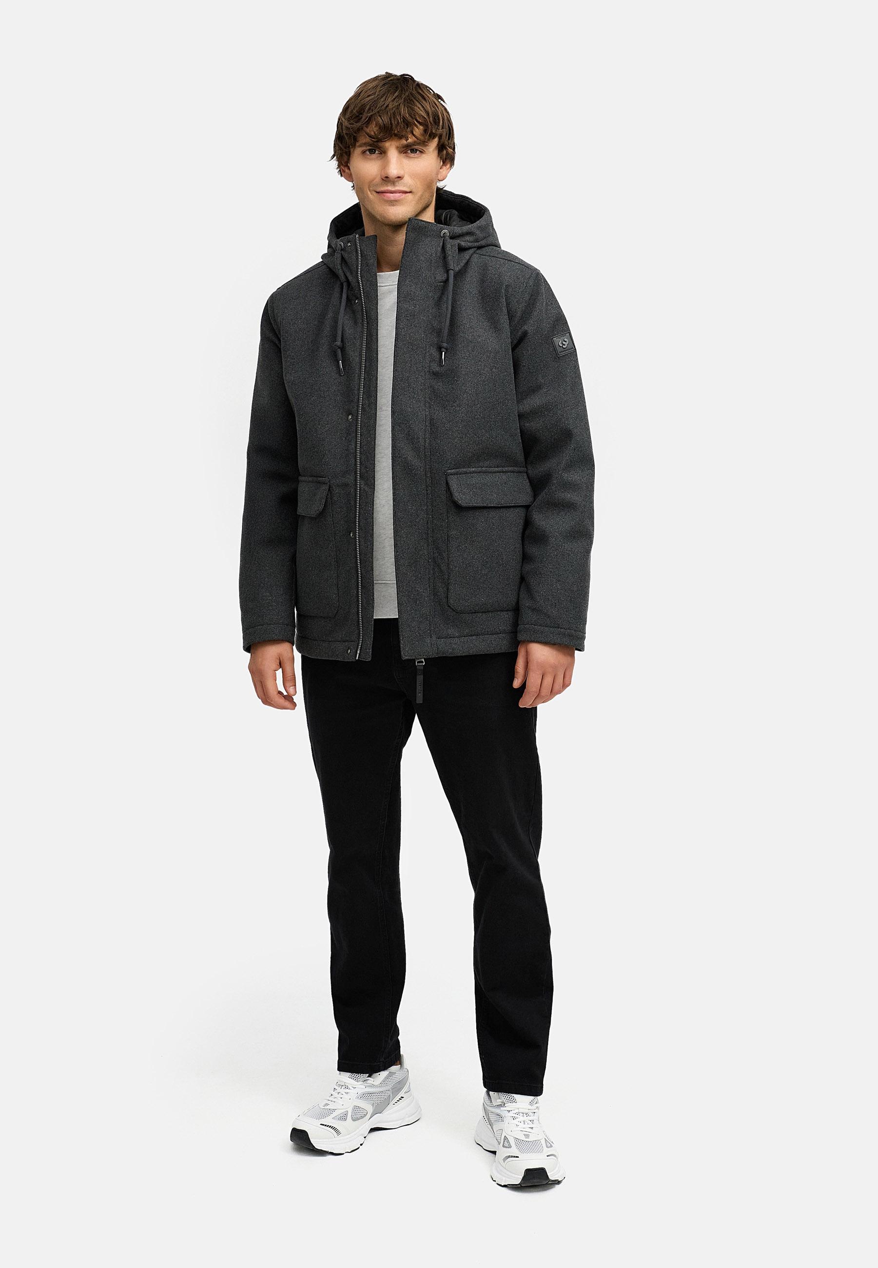 Winterjacke mit Wollfilzhaptik "Mr Them Felt" Dark Grey