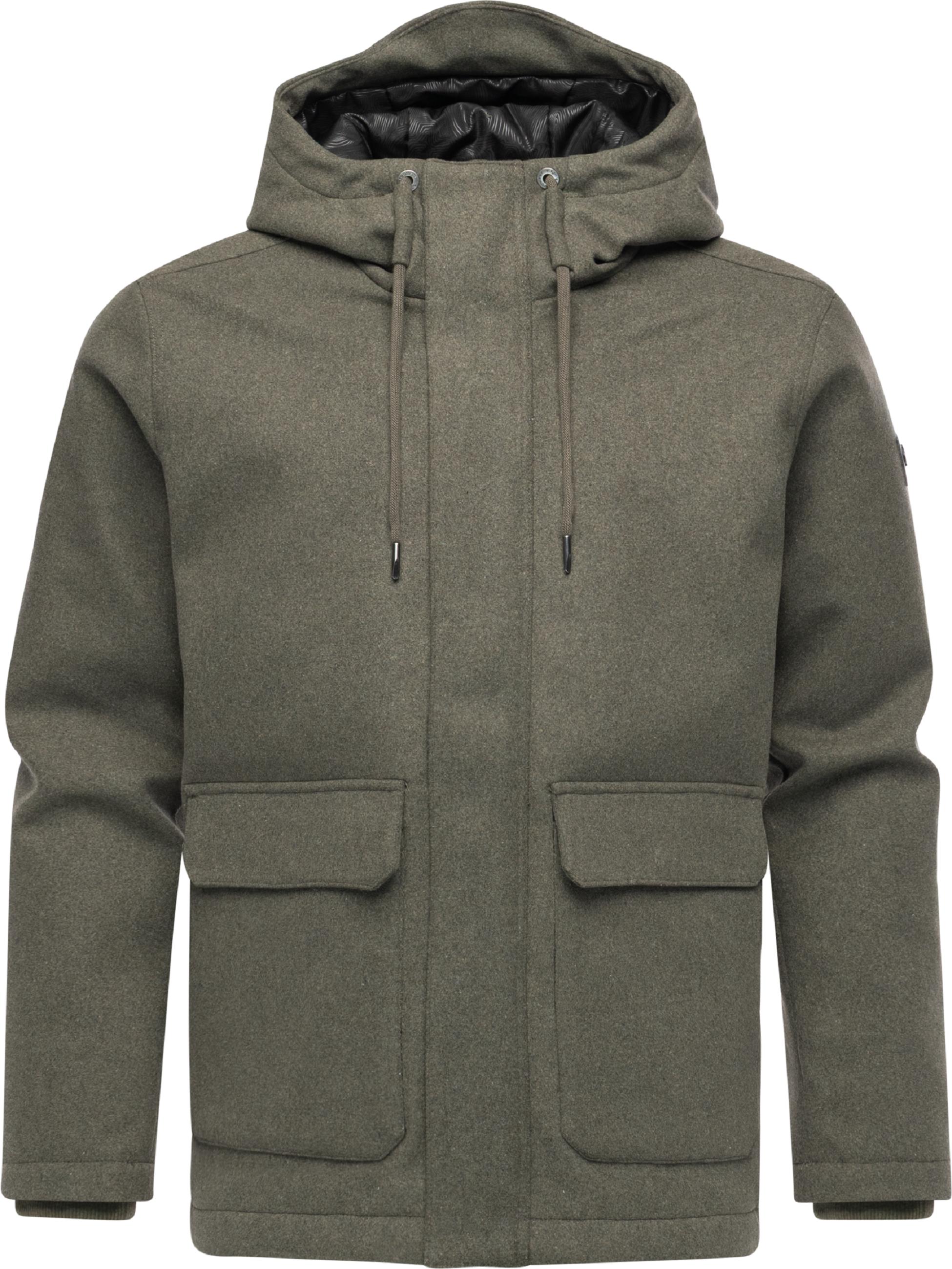 Winterjacke mit Wollfilzhaptik "Mr Them Felt" Dark Olive
