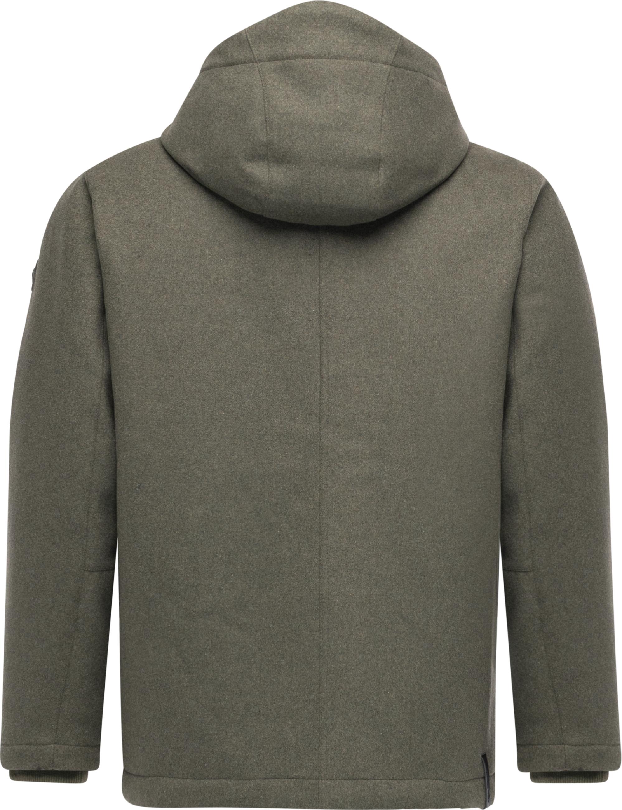 Winterjacke mit Wollfilzhaptik "Mr Them Felt" Dark Olive