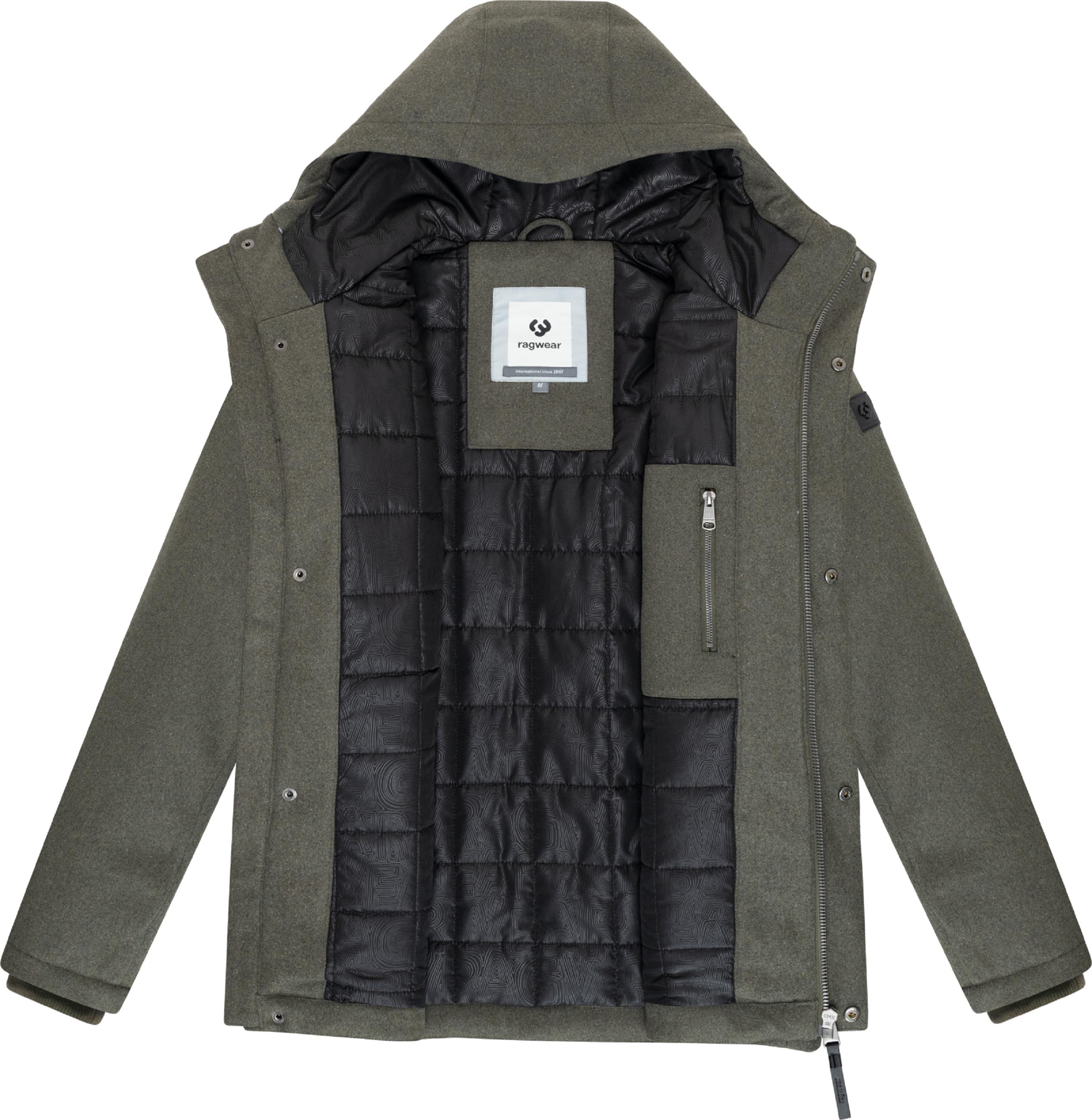 Winterjacke mit Wollfilzhaptik "Mr Them Felt" Dark Olive