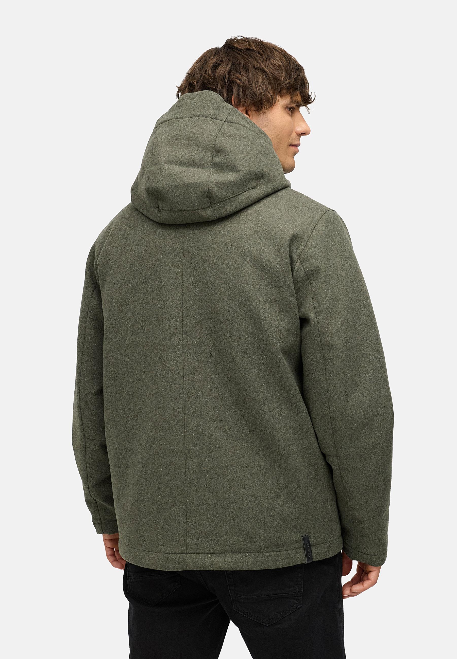 Winterjacke mit Wollfilzhaptik "Mr Them Felt" Dark Olive