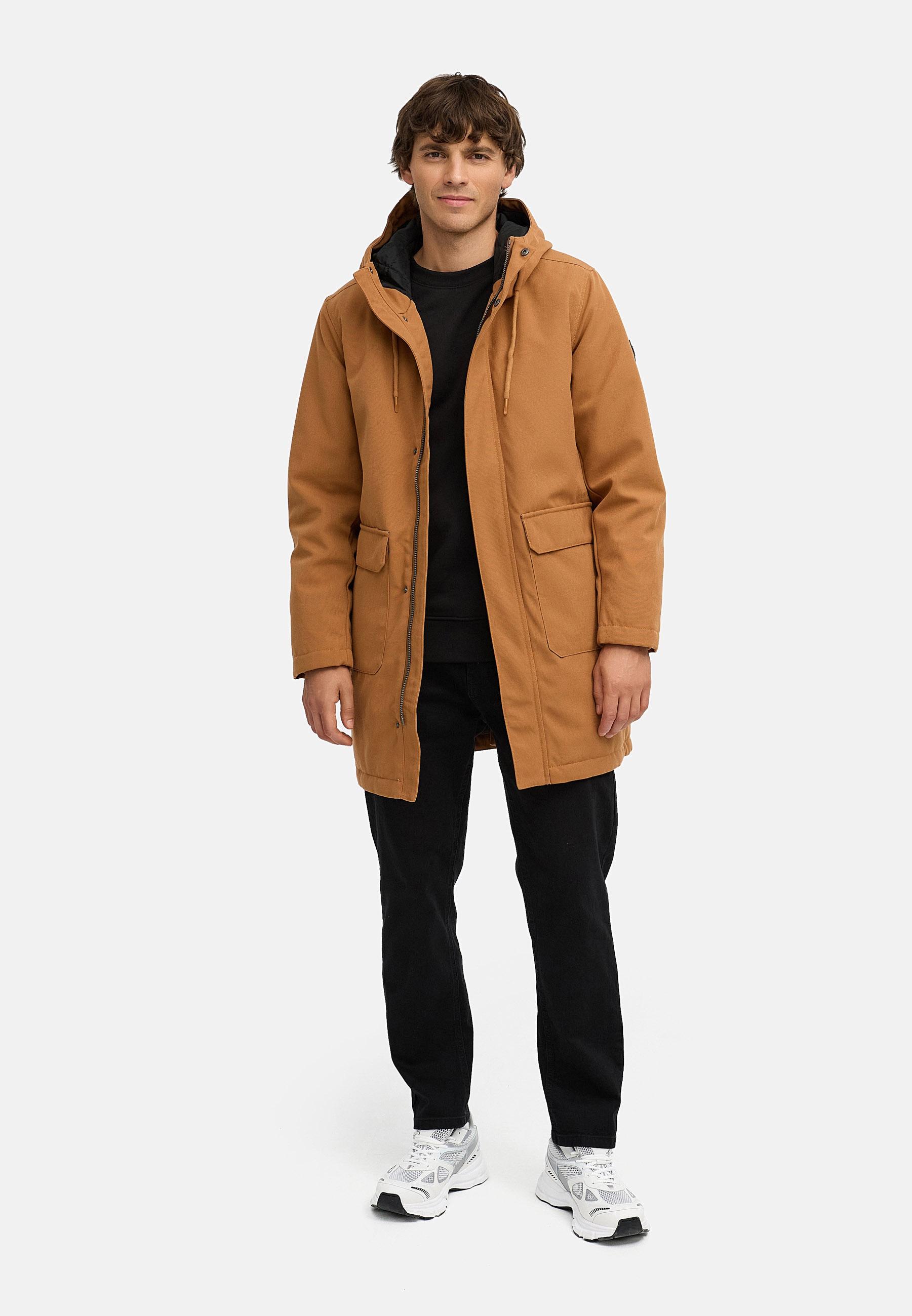Wasserdichter Wintermantel mit Kapuze "Mr Them Long" Brown Sugar25