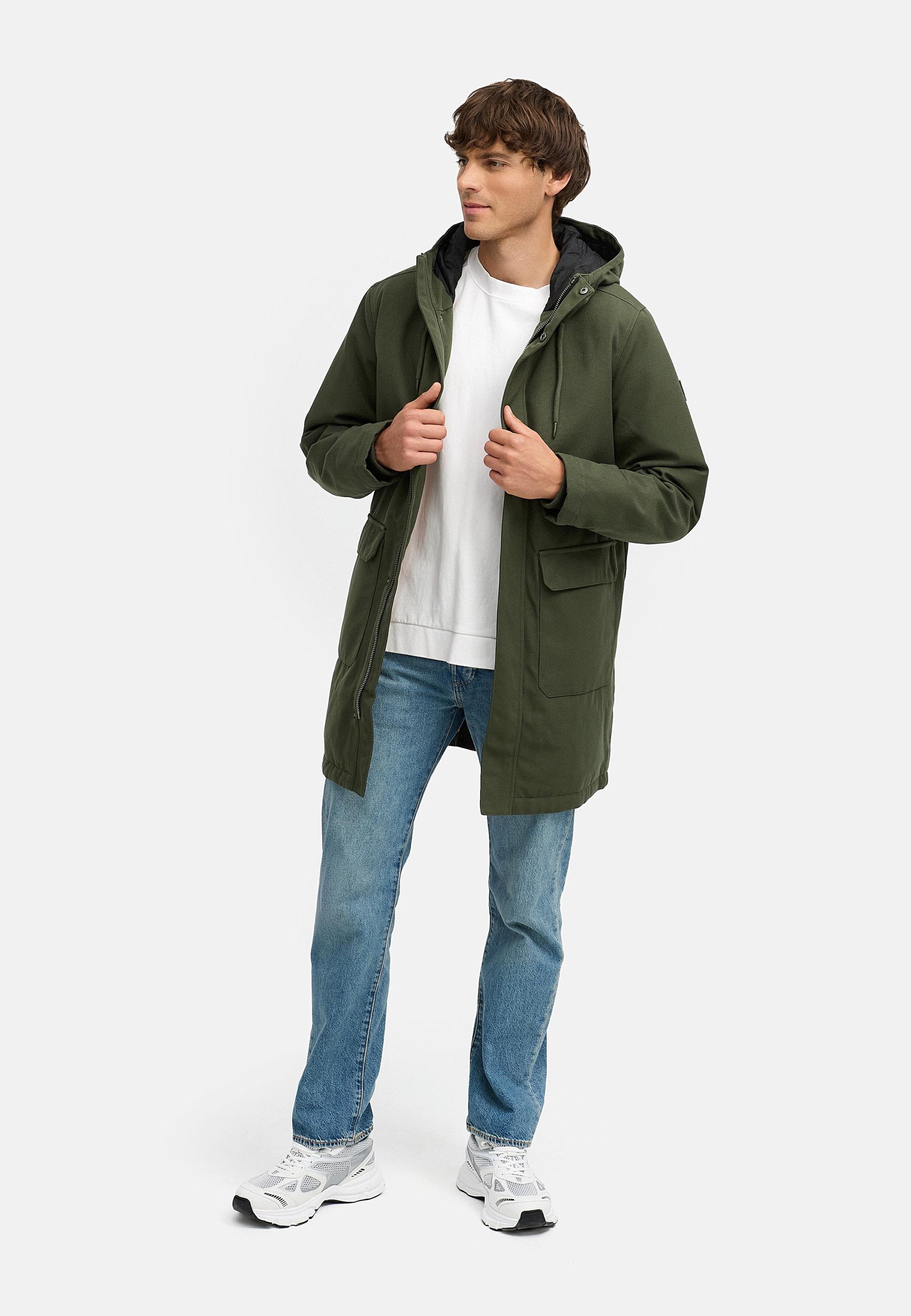 Wasserdichter Wintermantel mit Kapuze "Mr Them Long" Dark Olive25