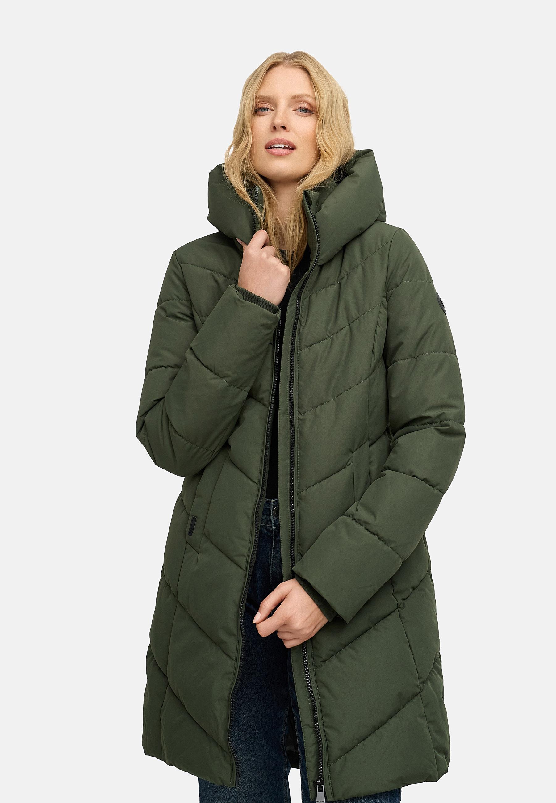 Winter Steppmantel mit Kapuze "Natalin" Dark Olive