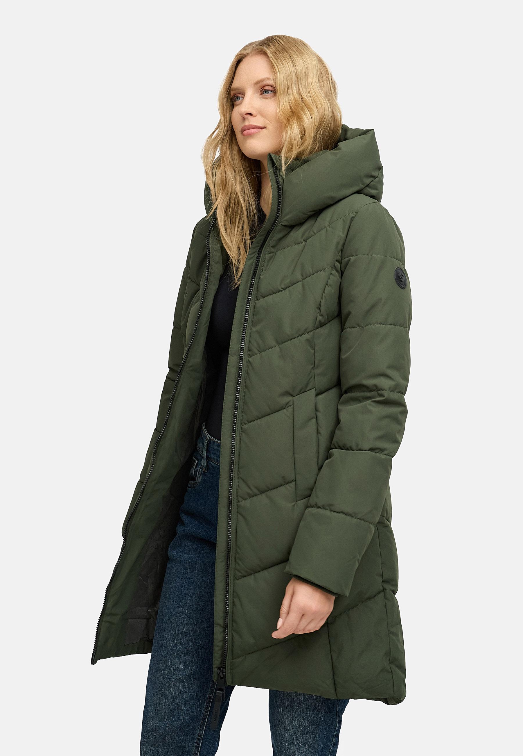 Winter Steppmantel mit Kapuze "Natalin" Dark Olive