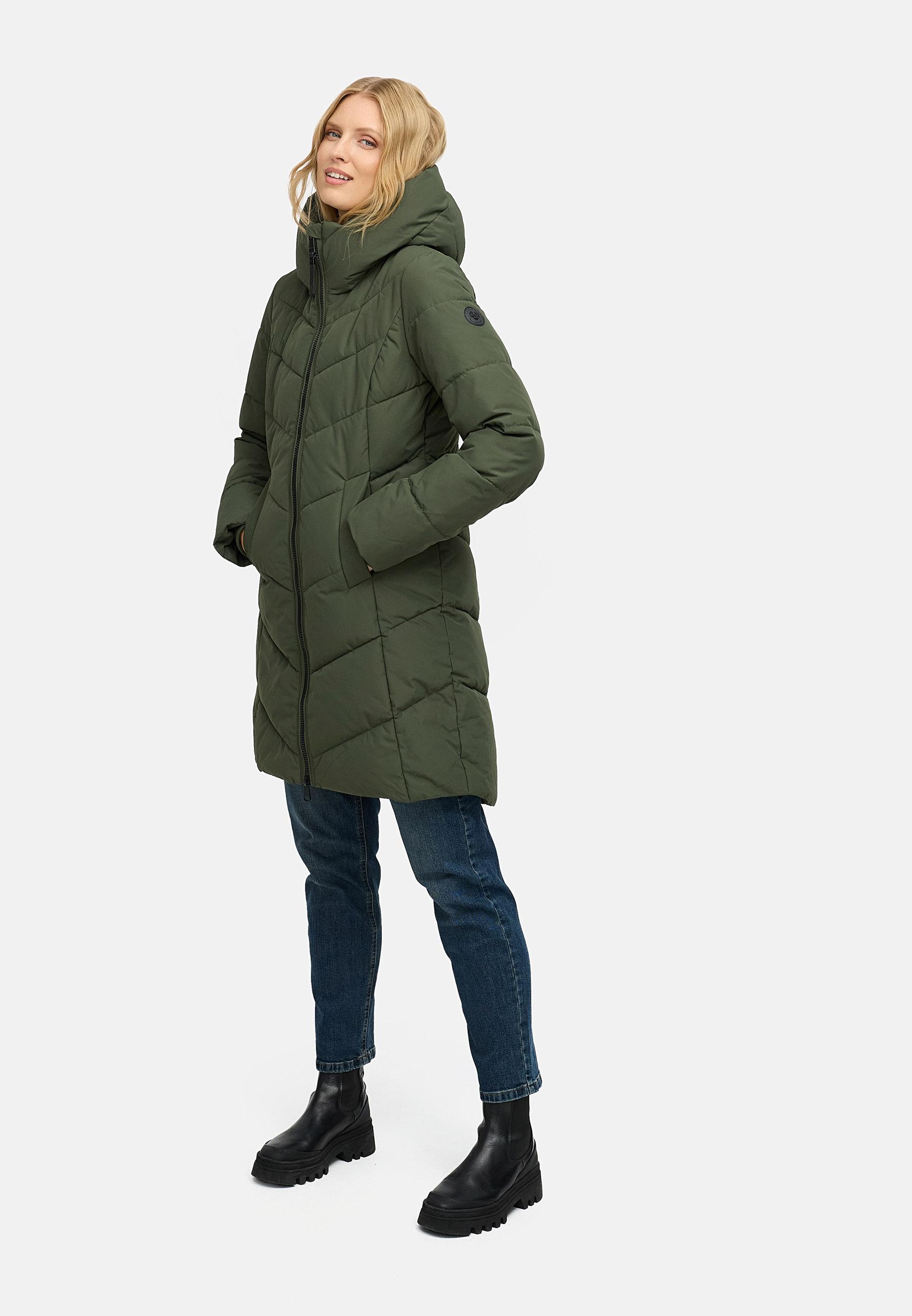 Winter Steppmantel mit Kapuze "Natalin" Dark Olive