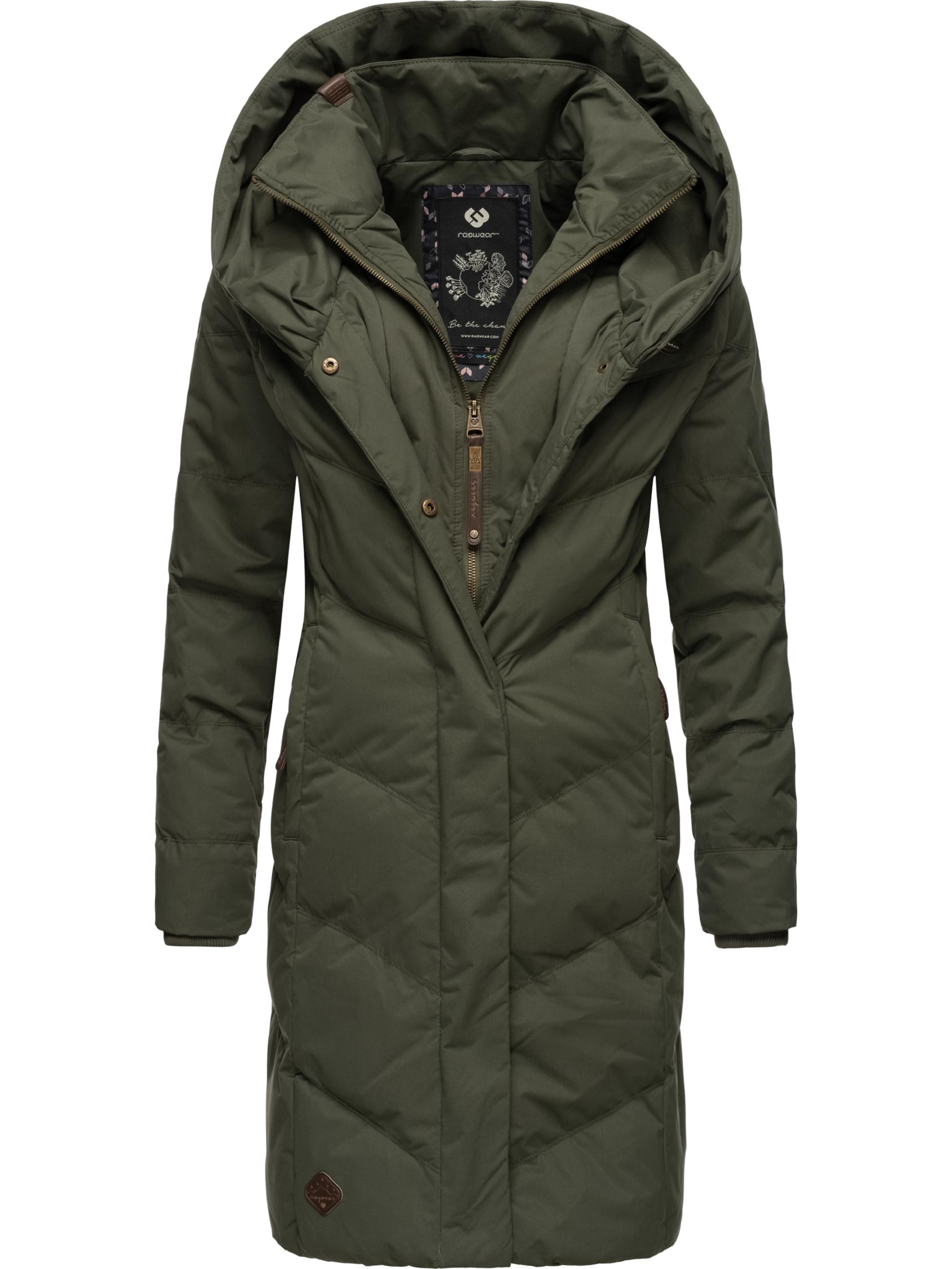 Langer Winter Steppmantel mit Kapuze "Natalka" Dark Olive022