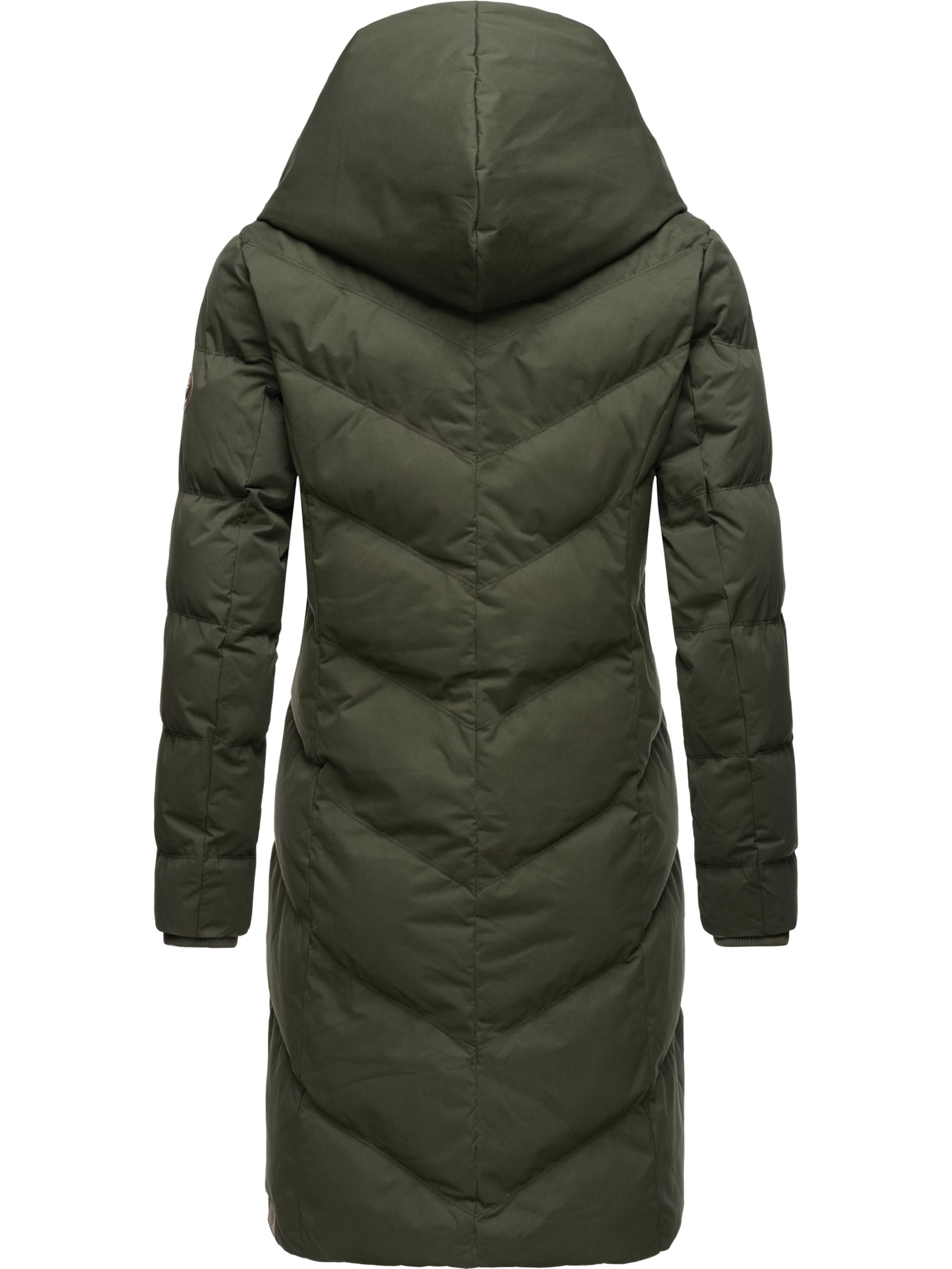 Langer Winter Steppmantel mit Kapuze "Natalka" Dark Olive022