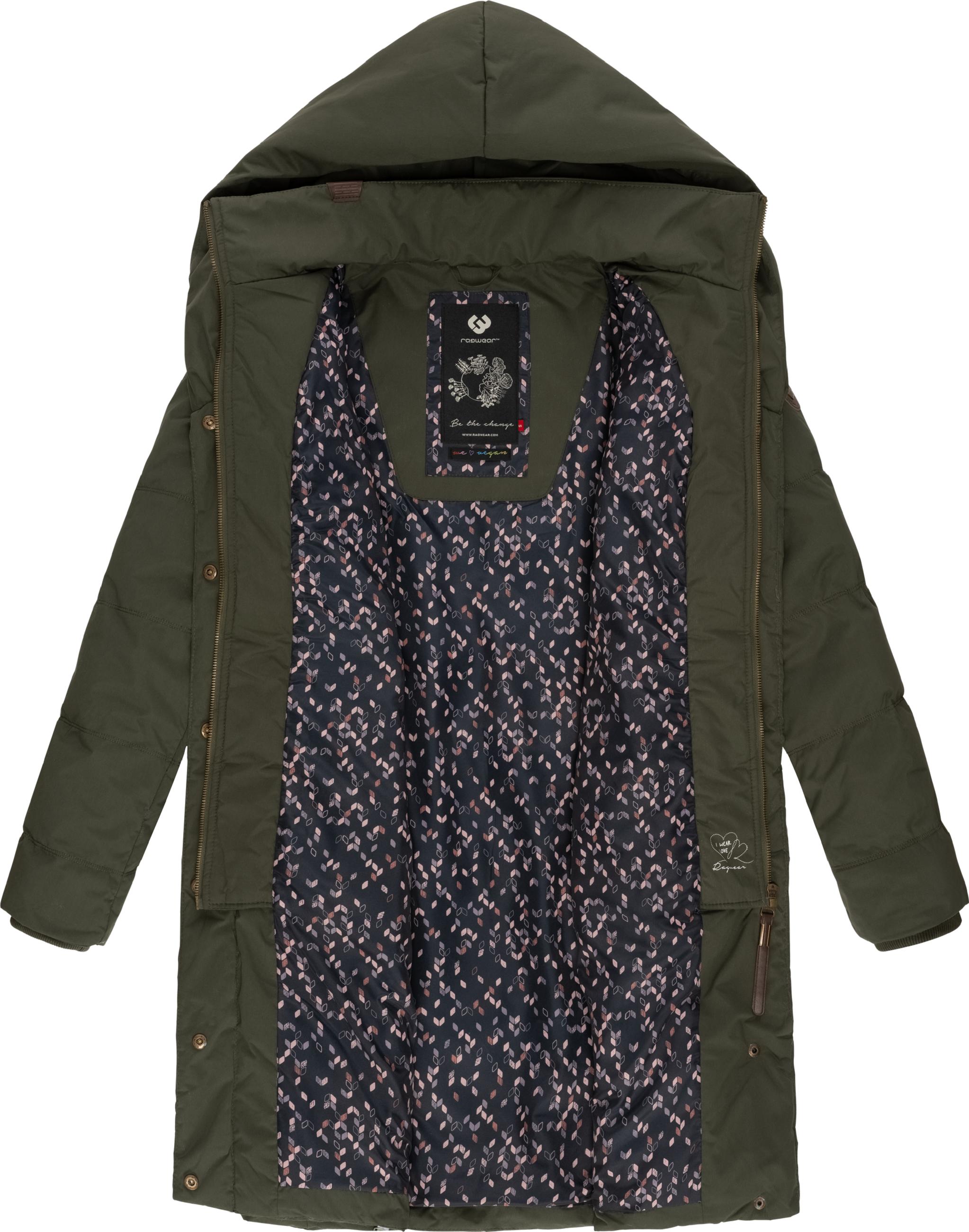 Langer Winter Steppmantel mit Kapuze "Natalka" Dark Olive022