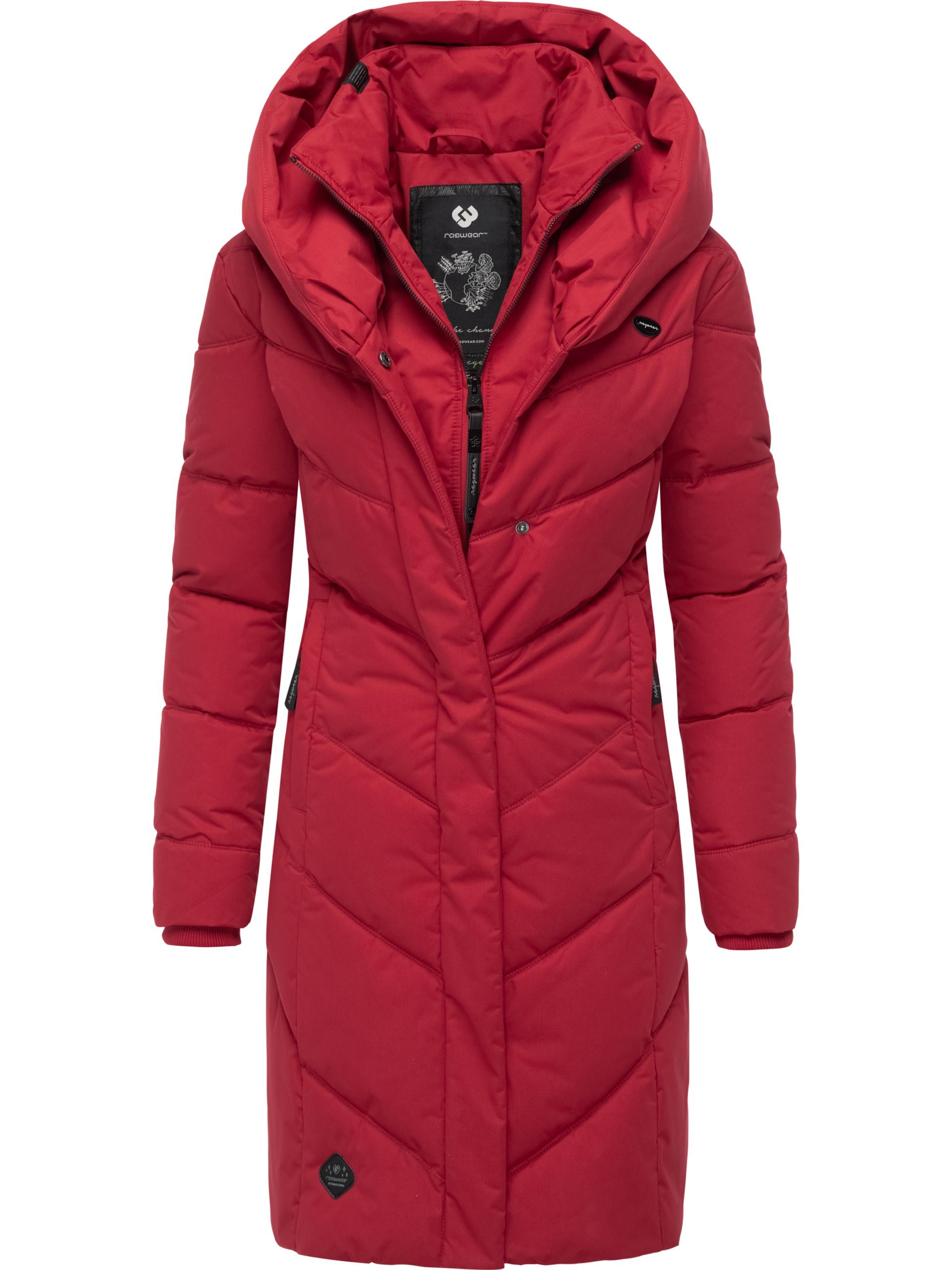 Langer Winter Steppmantel mit Kapuze "Natalka" Dark Red25