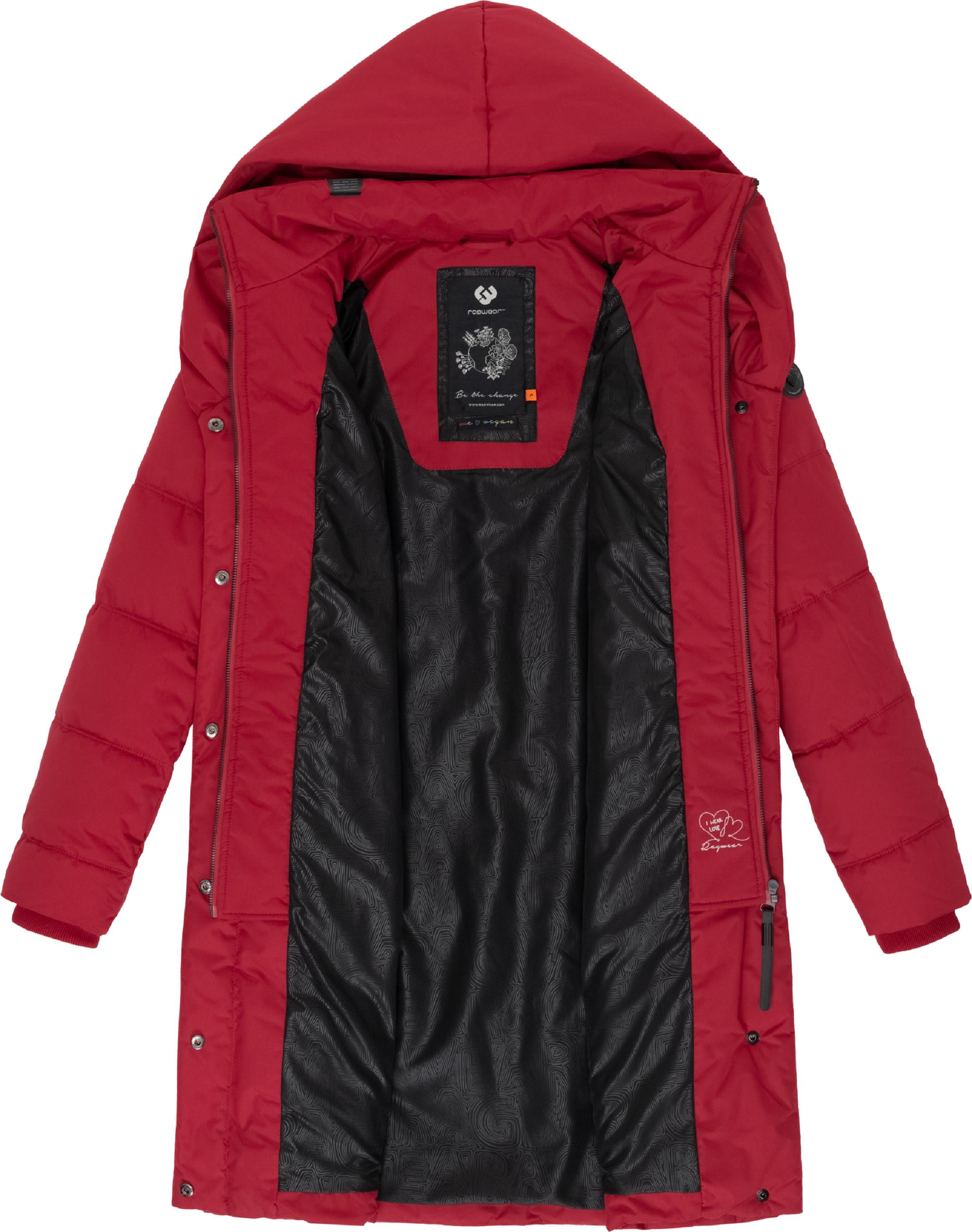 Langer Winter Steppmantel mit Kapuze "Natalka" Dark Red25