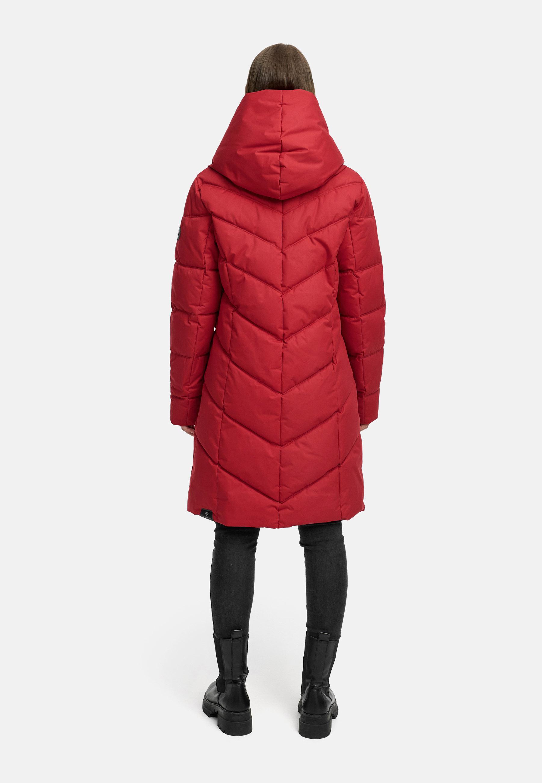 Langer Winter Steppmantel mit Kapuze "Natalka" Dark Red25