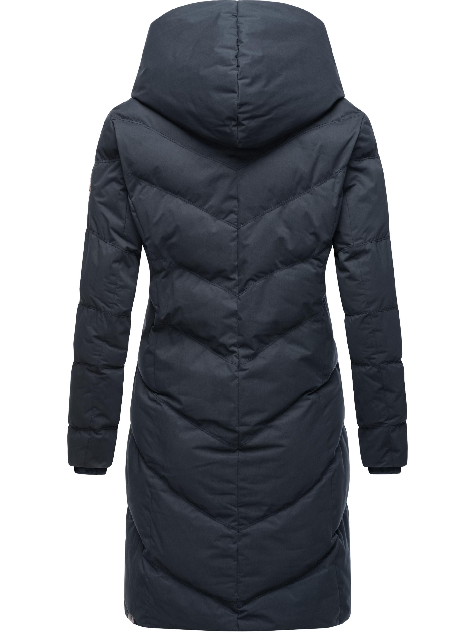 Langer Winter Steppmantel mit Kapuze "Natalka" Navy22