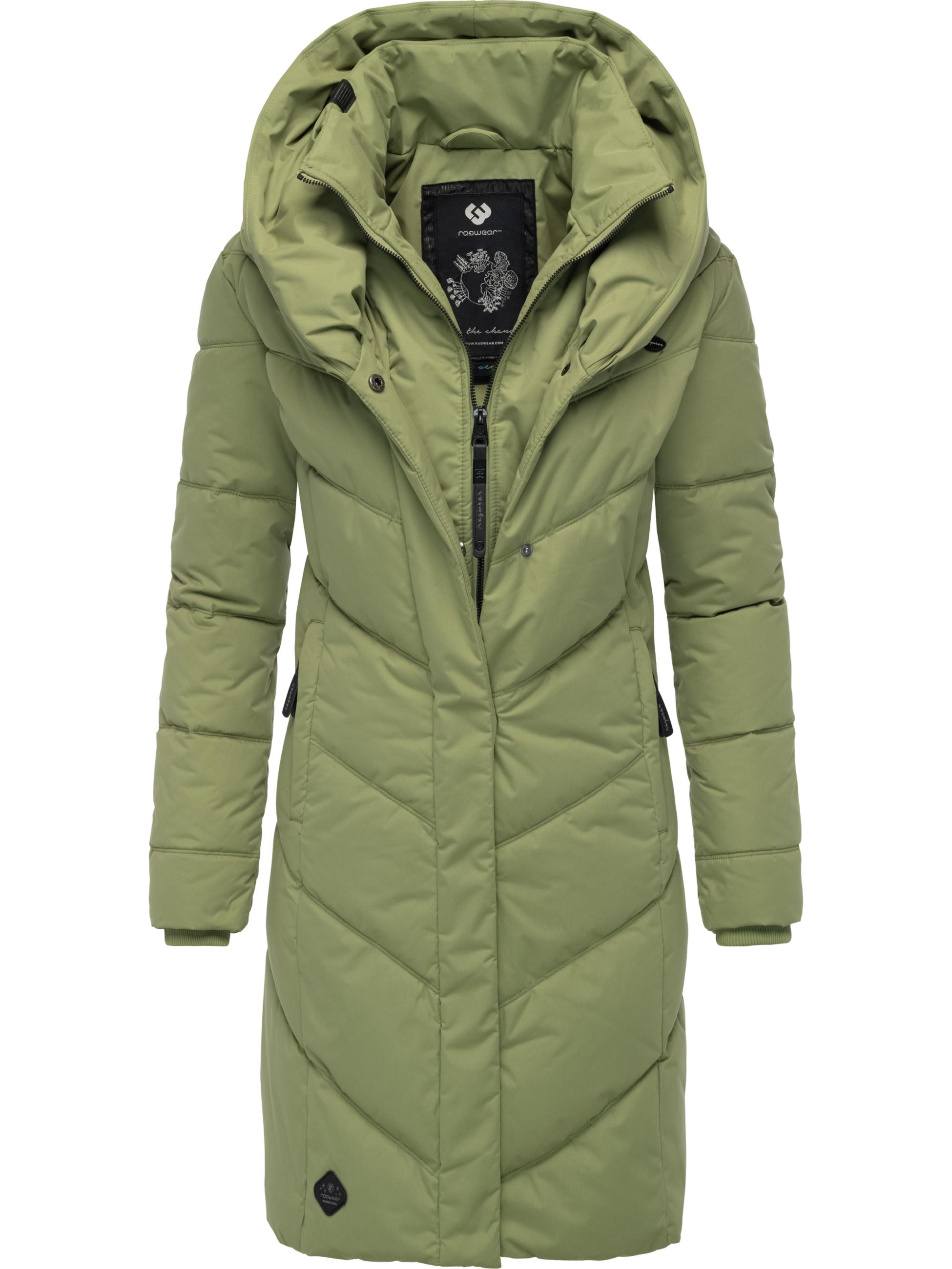Langer Winter Steppmantel mit Kapuze "Natalka" Olive Leaf25