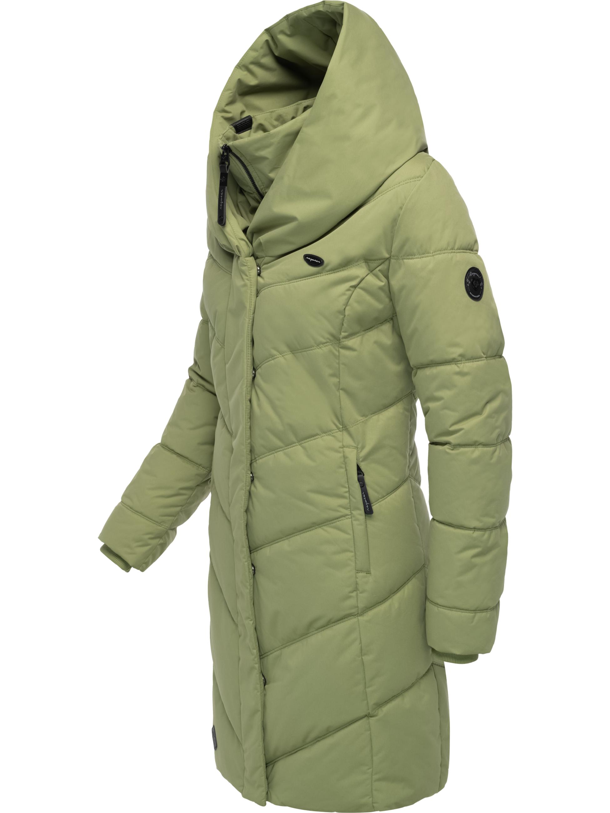 Langer Winter Steppmantel mit Kapuze "Natalka" Olive Leaf25