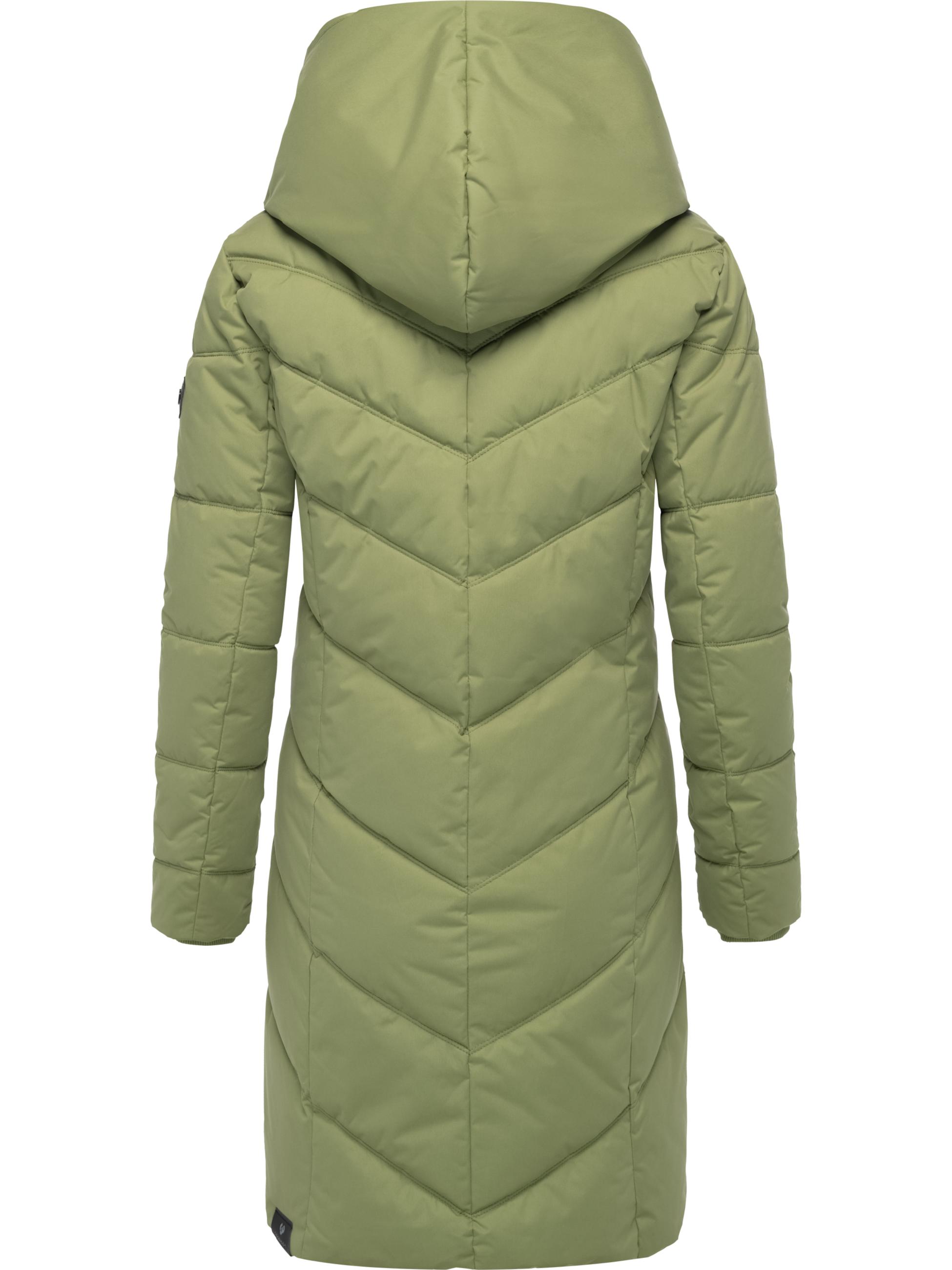 Langer Winter Steppmantel mit Kapuze "Natalka" Olive Leaf25