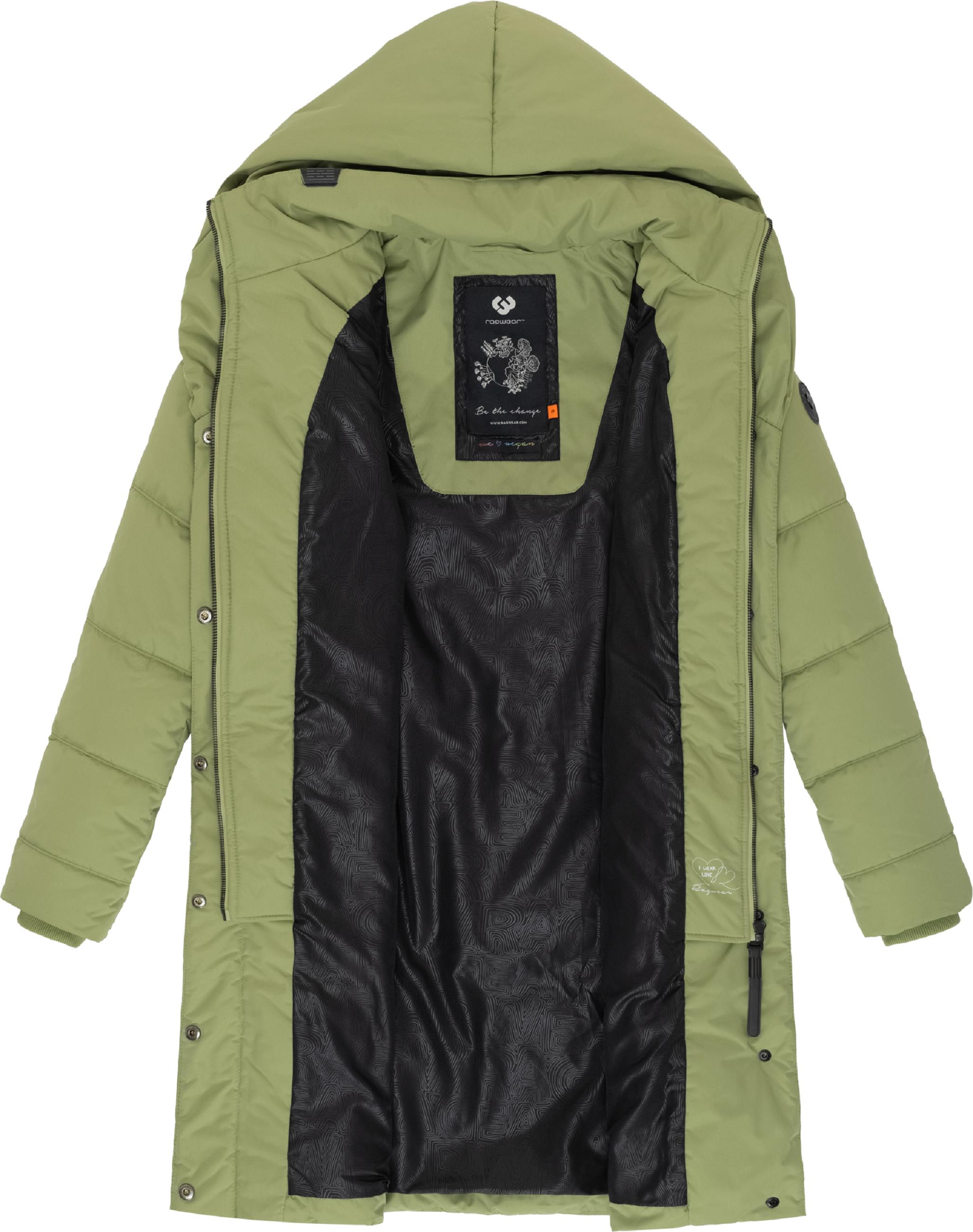 Langer Winter Steppmantel mit Kapuze "Natalka" Olive Leaf25