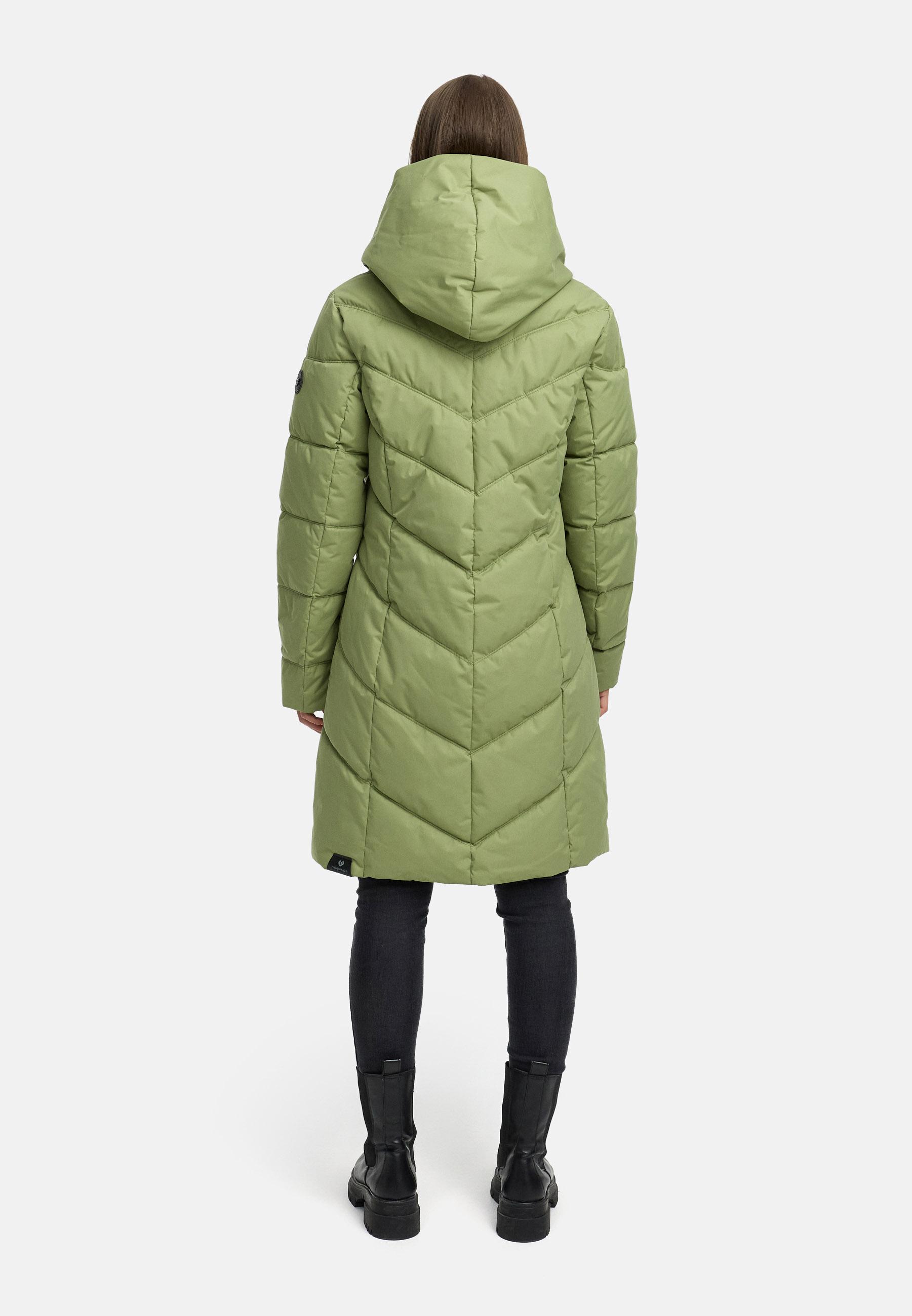 Langer Winter Steppmantel mit Kapuze "Natalka" Olive Leaf25