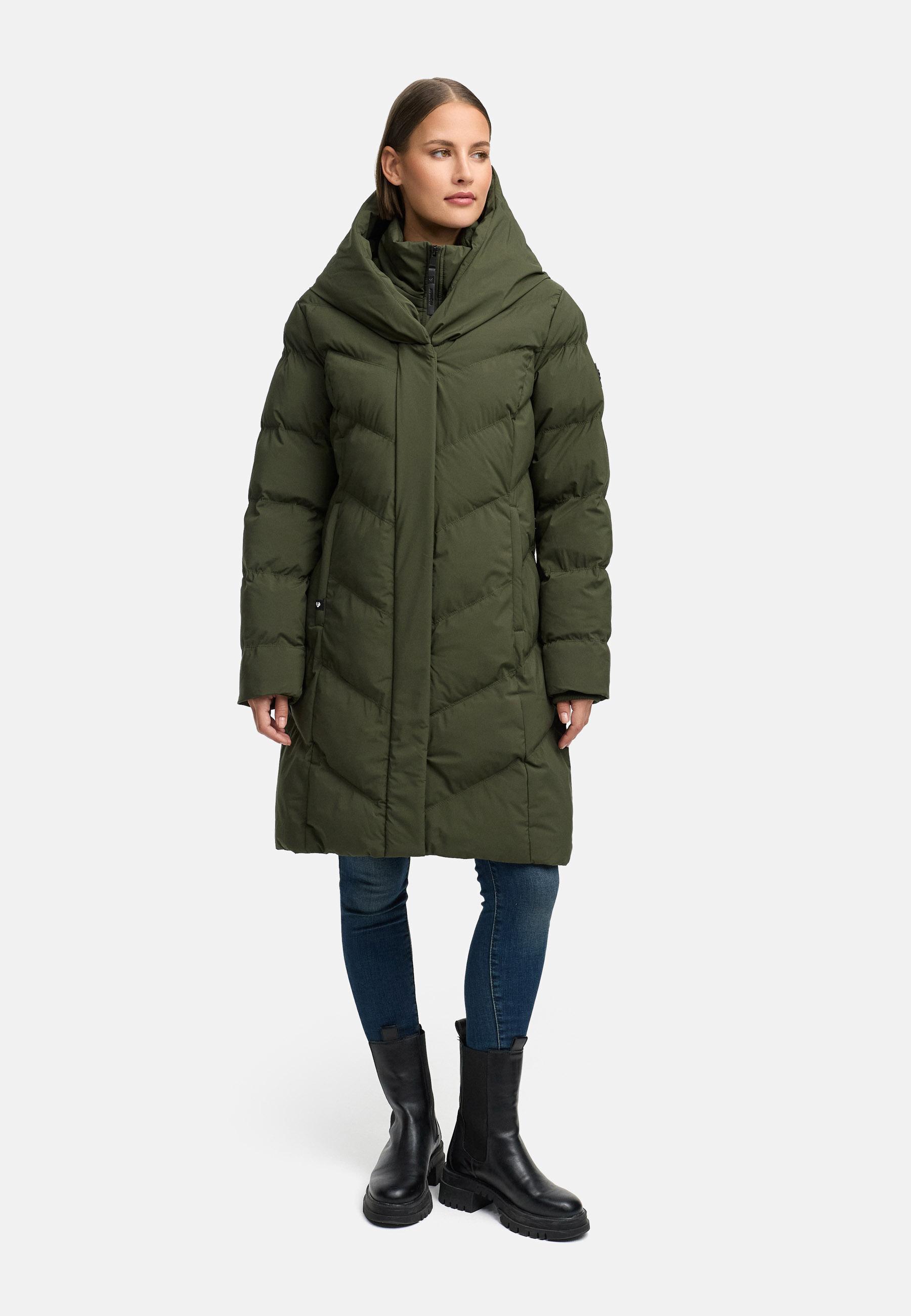 Warmer Steppmantel mit hohem Kragen "Natalka Soft YOUMODO" Dark Olive