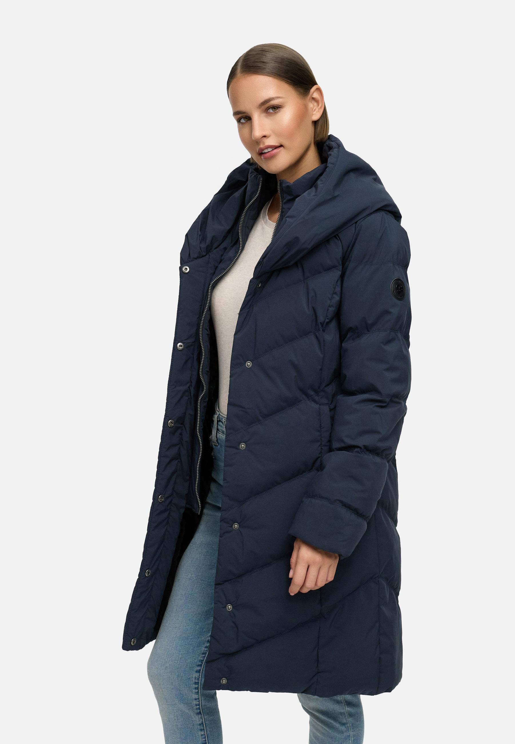 Warmer Steppmantel mit hohem Kragen "Natalka Soft YOUMODO" Navy