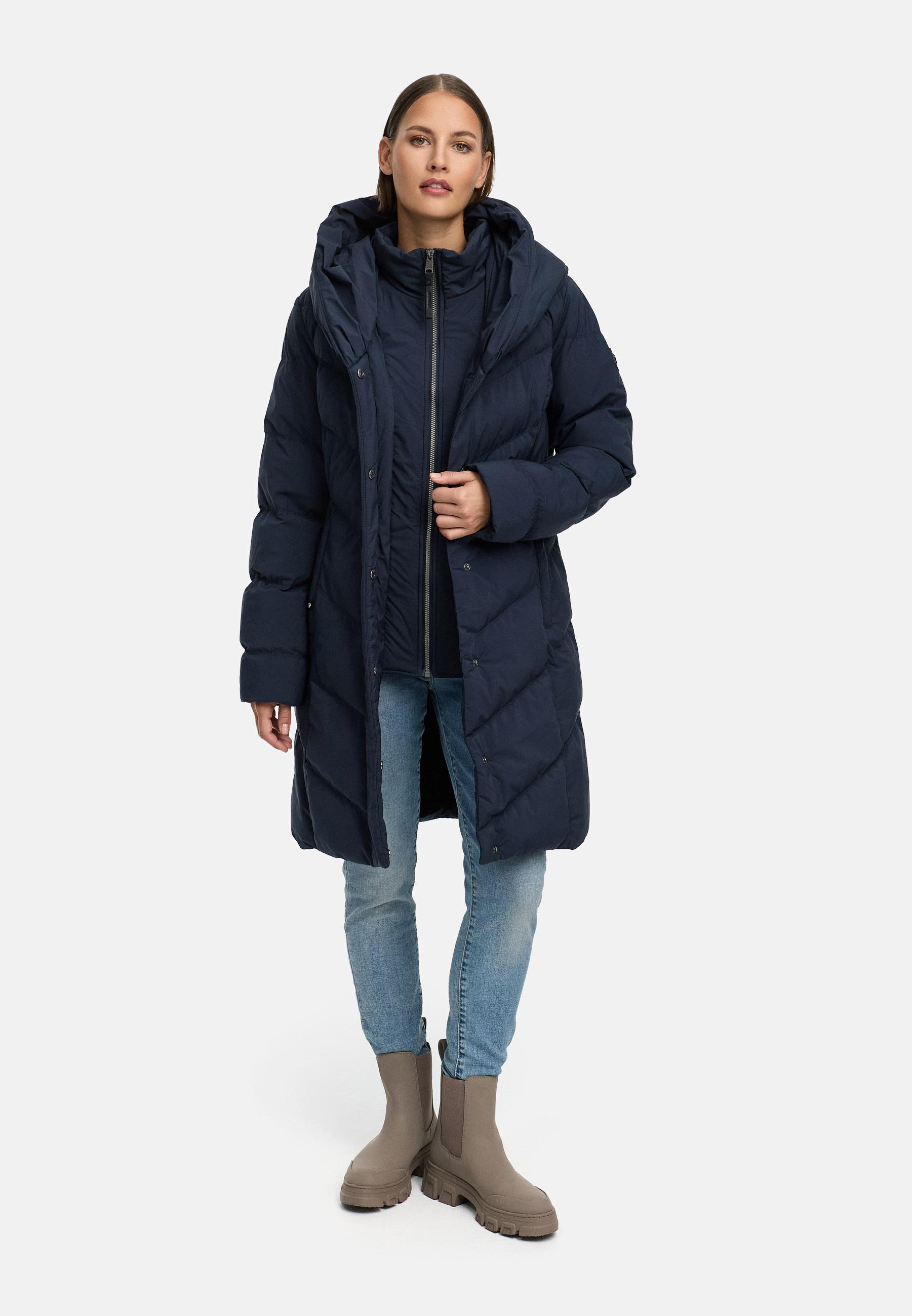 Warmer Steppmantel mit hohem Kragen "Natalka Soft YOUMODO" Navy