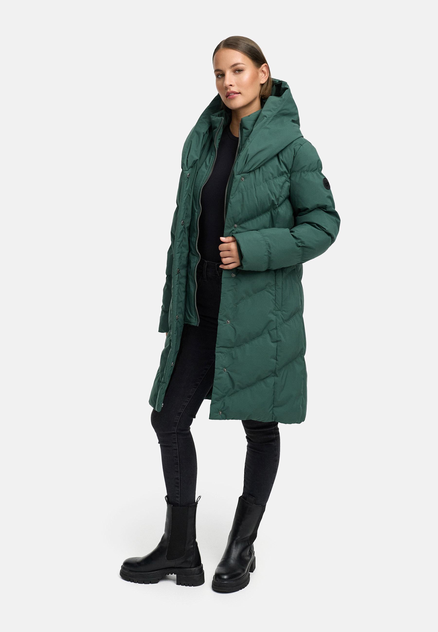 Warmer Steppmantel mit hohem Kragen "Natalka Soft YOUMODO" Pine Green