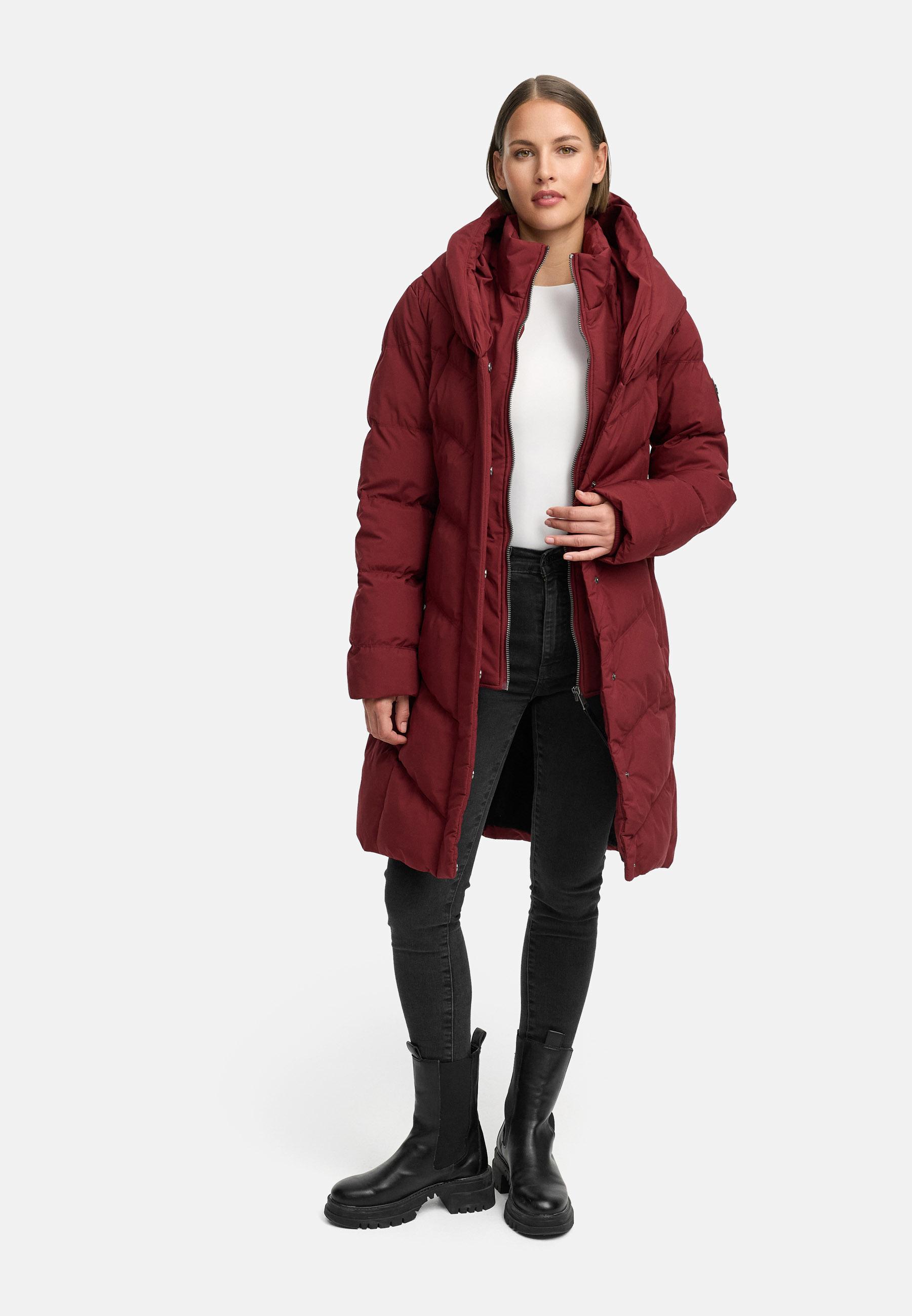 Warmer Steppmantel mit hohem Kragen "Natalka Soft YOUMODO" Wine Red