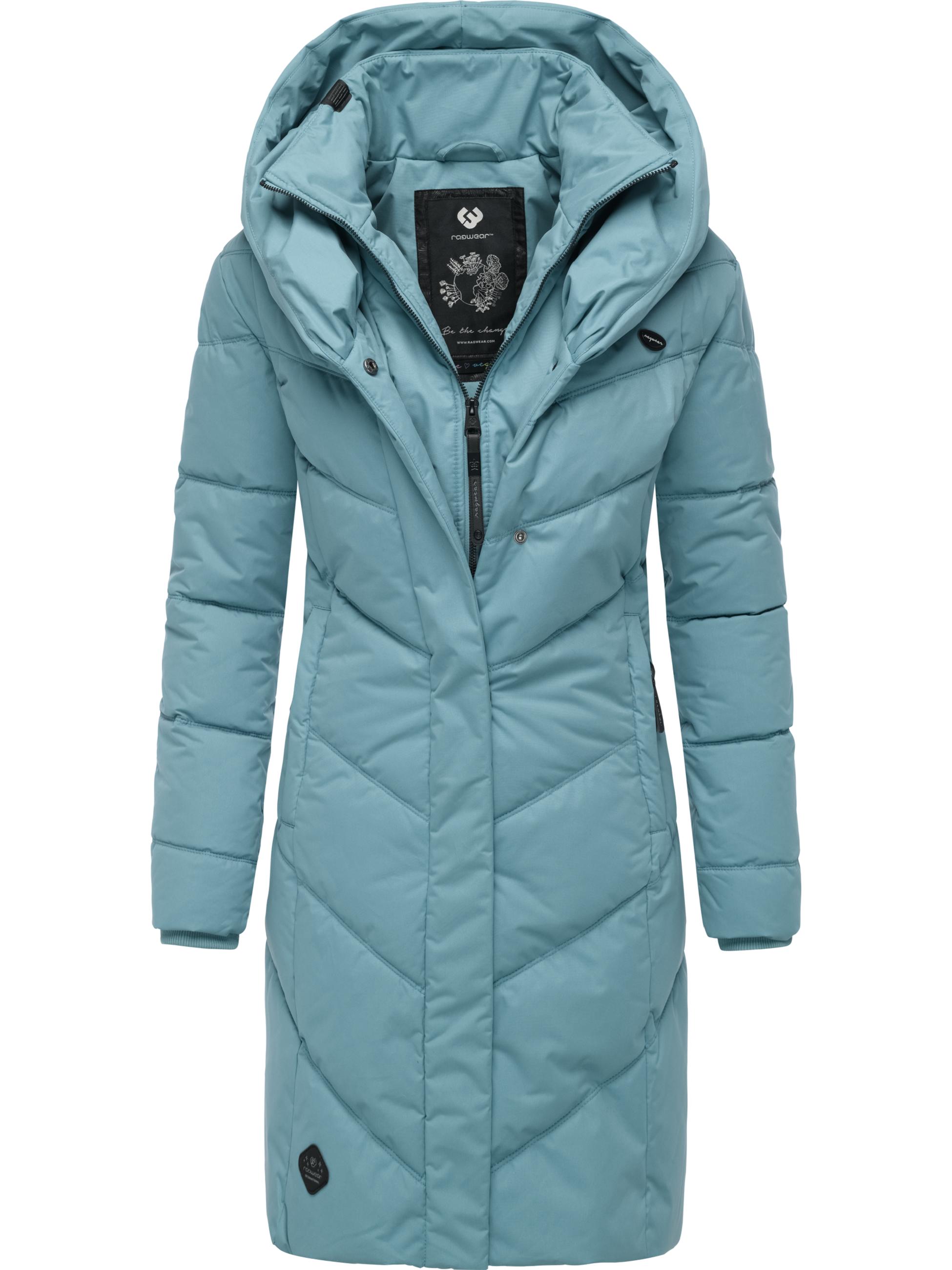 Langer Winter Steppmantel mit Kapuze "Natalka" Stone Blue25