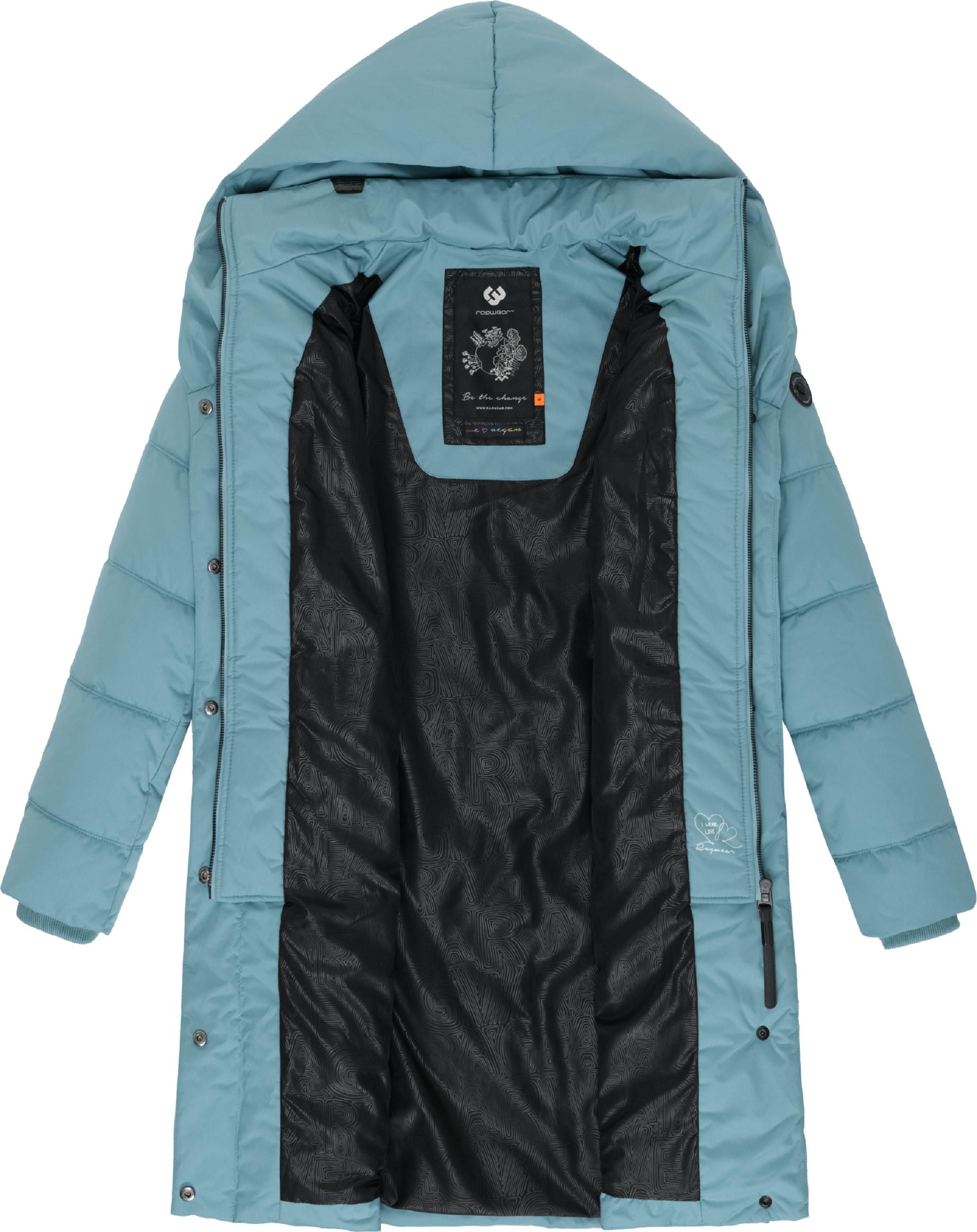 Langer Winter Steppmantel mit Kapuze "Natalka" Stone Blue25