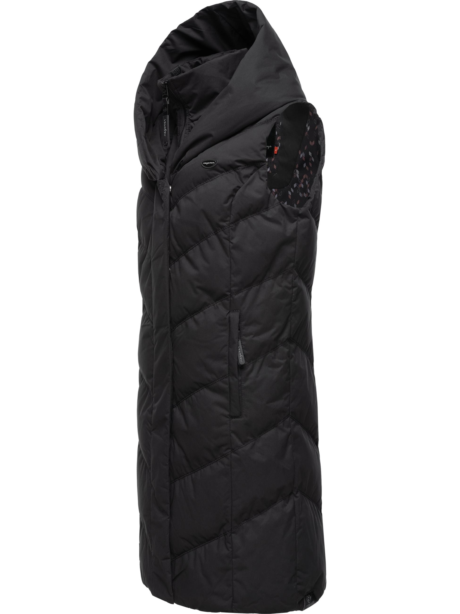Lange, gefütterte Steppweste mit Kapuze "Natalka Vest" Black22