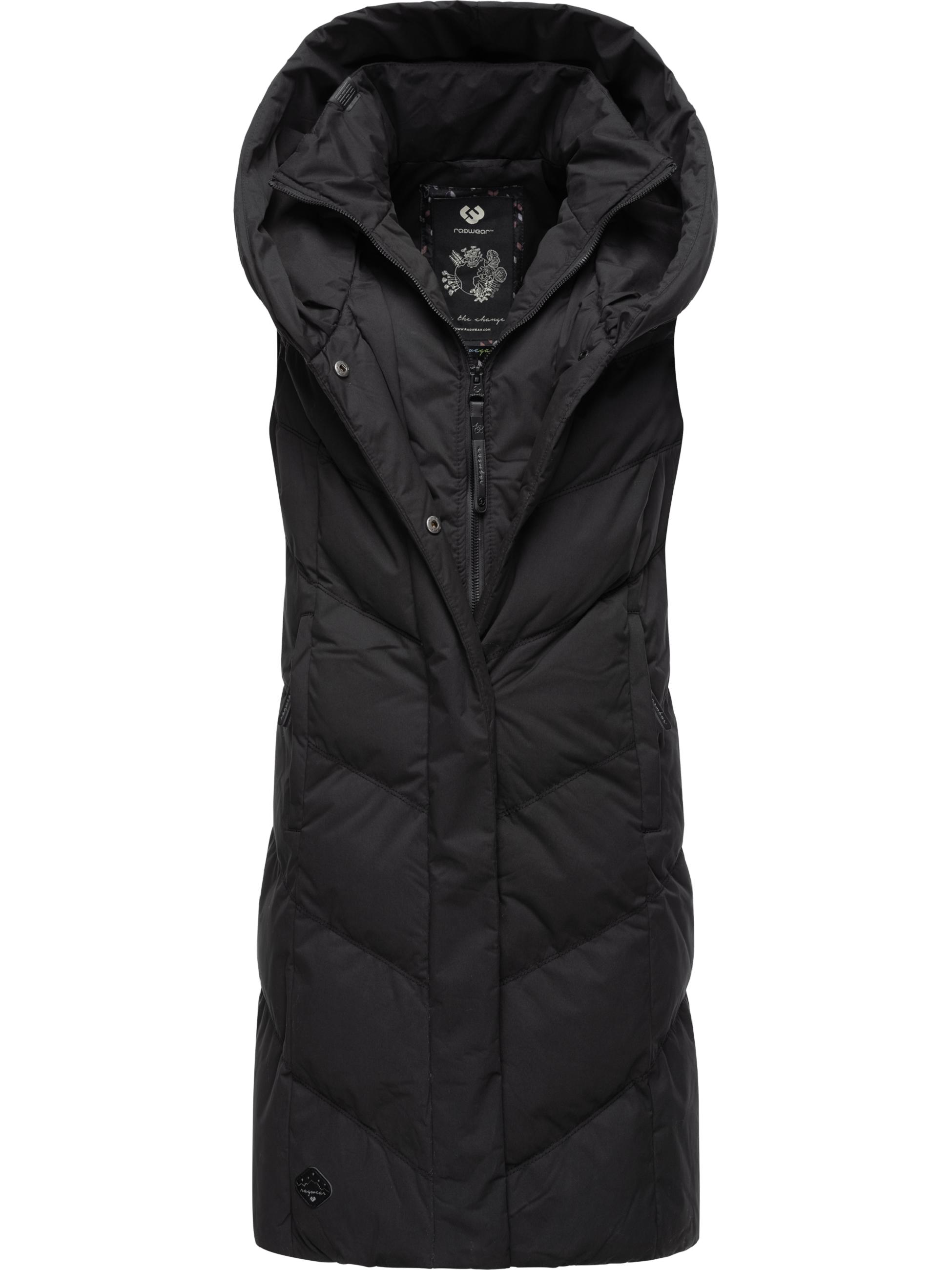 Lange, gefütterte Steppweste mit Kapuze "Natalka Vest" Black22