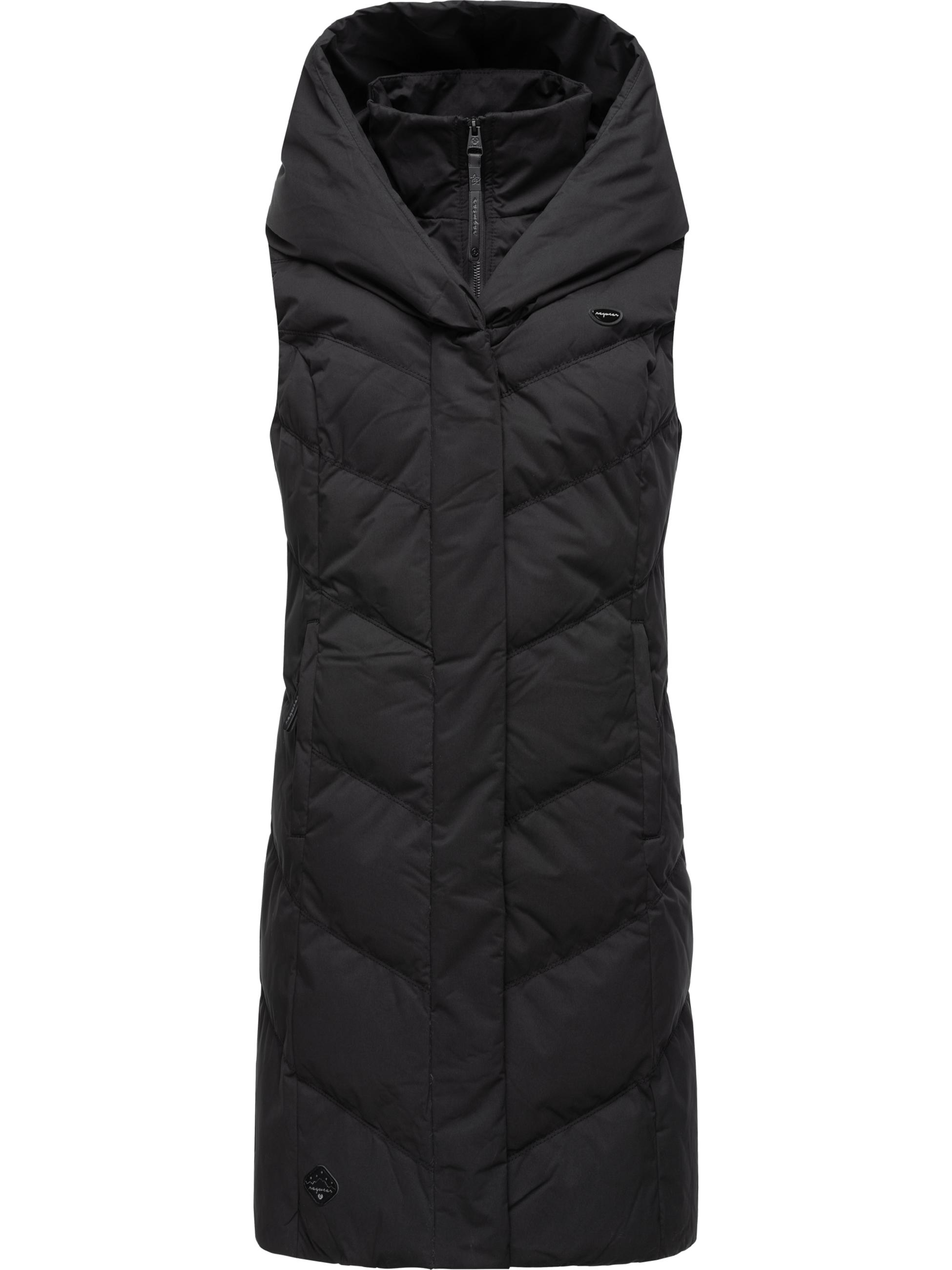 Lange, gefütterte Steppweste mit Kapuze "Natalka Vest" Black22