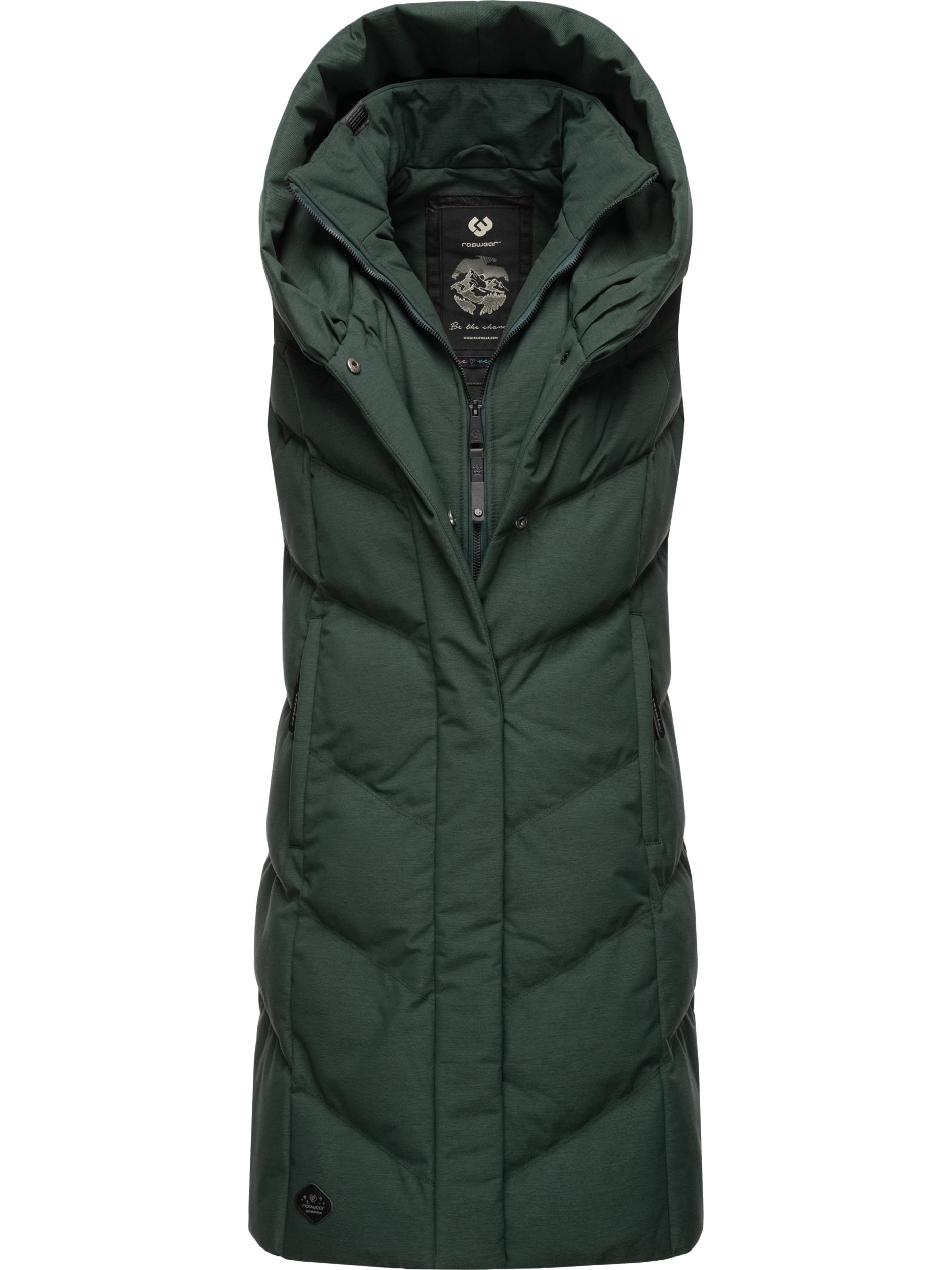 Lange, gefütterte Steppweste mit Kapuze "Natalka Vest" Dark Green23