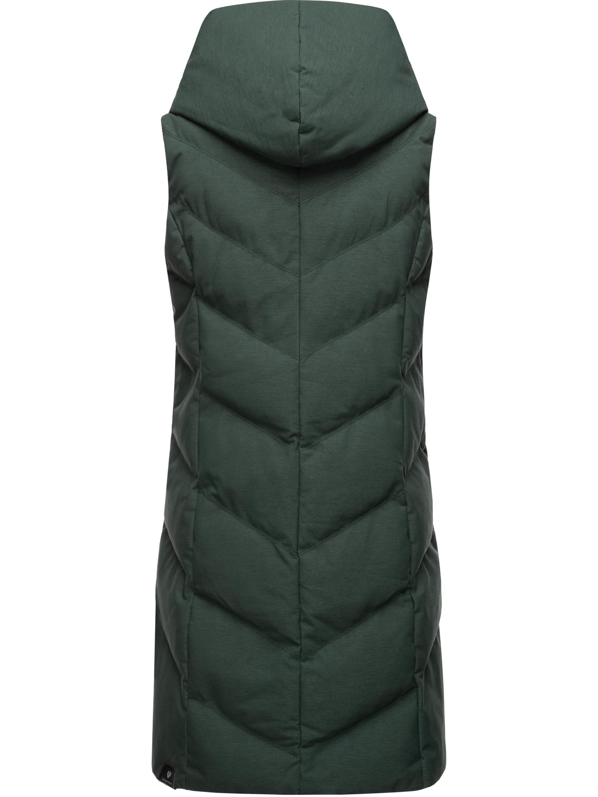 Lange, gefütterte Steppweste mit Kapuze "Natalka Vest" Dark Green23