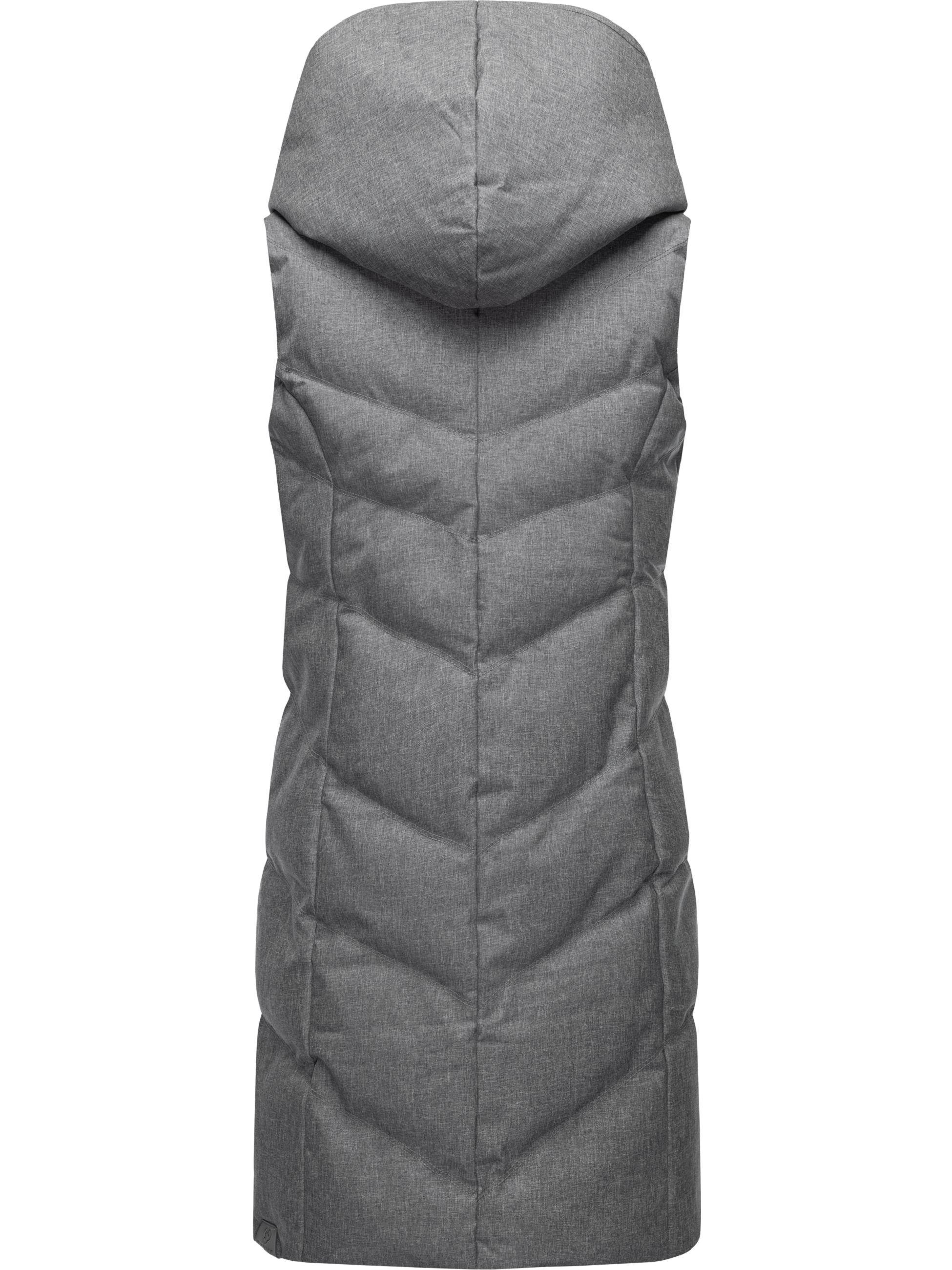 Lange, gefütterte Steppweste mit Kapuze "Natalka Vest" Grey