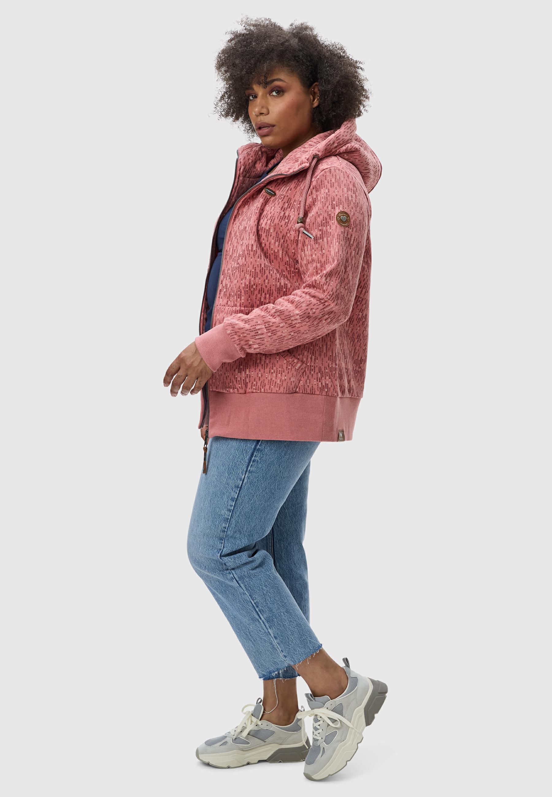 Sweatjacke mit Kapuze "Neska Print Zip Plus" Dusty Pink