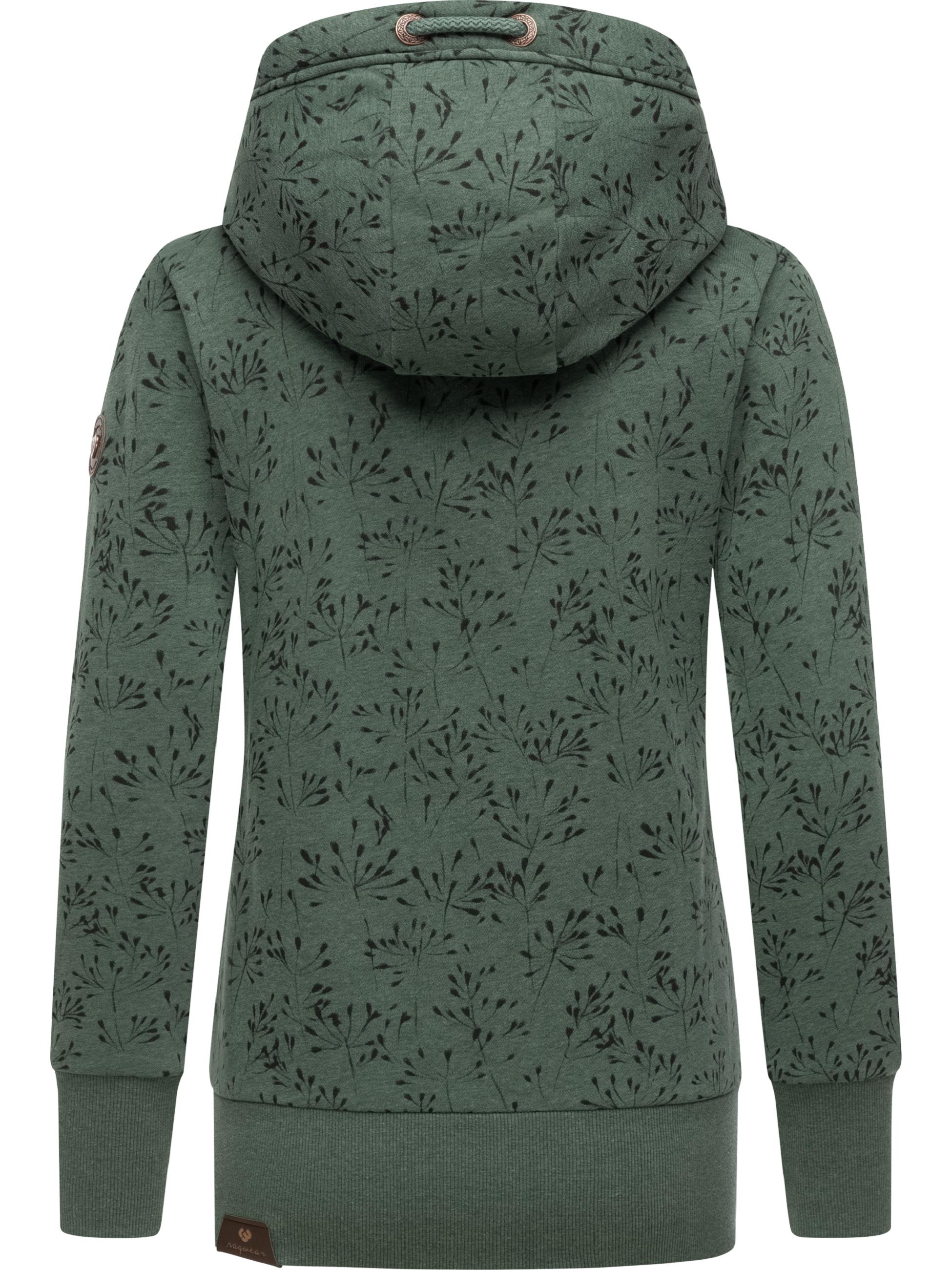 Gemusterte Sweatjacke "Neska Flowery Zip" Pine Green23