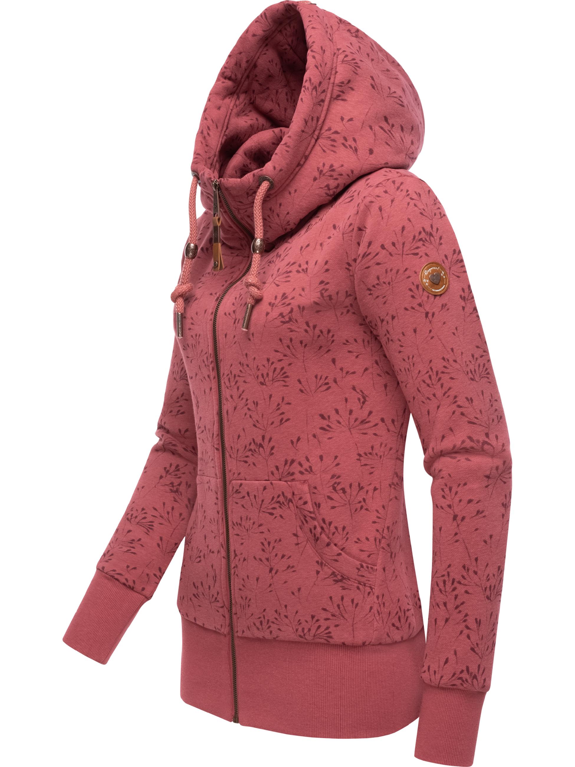 Gemusterte Sweatjacke "Neska Flowery Zip" Raspberry23