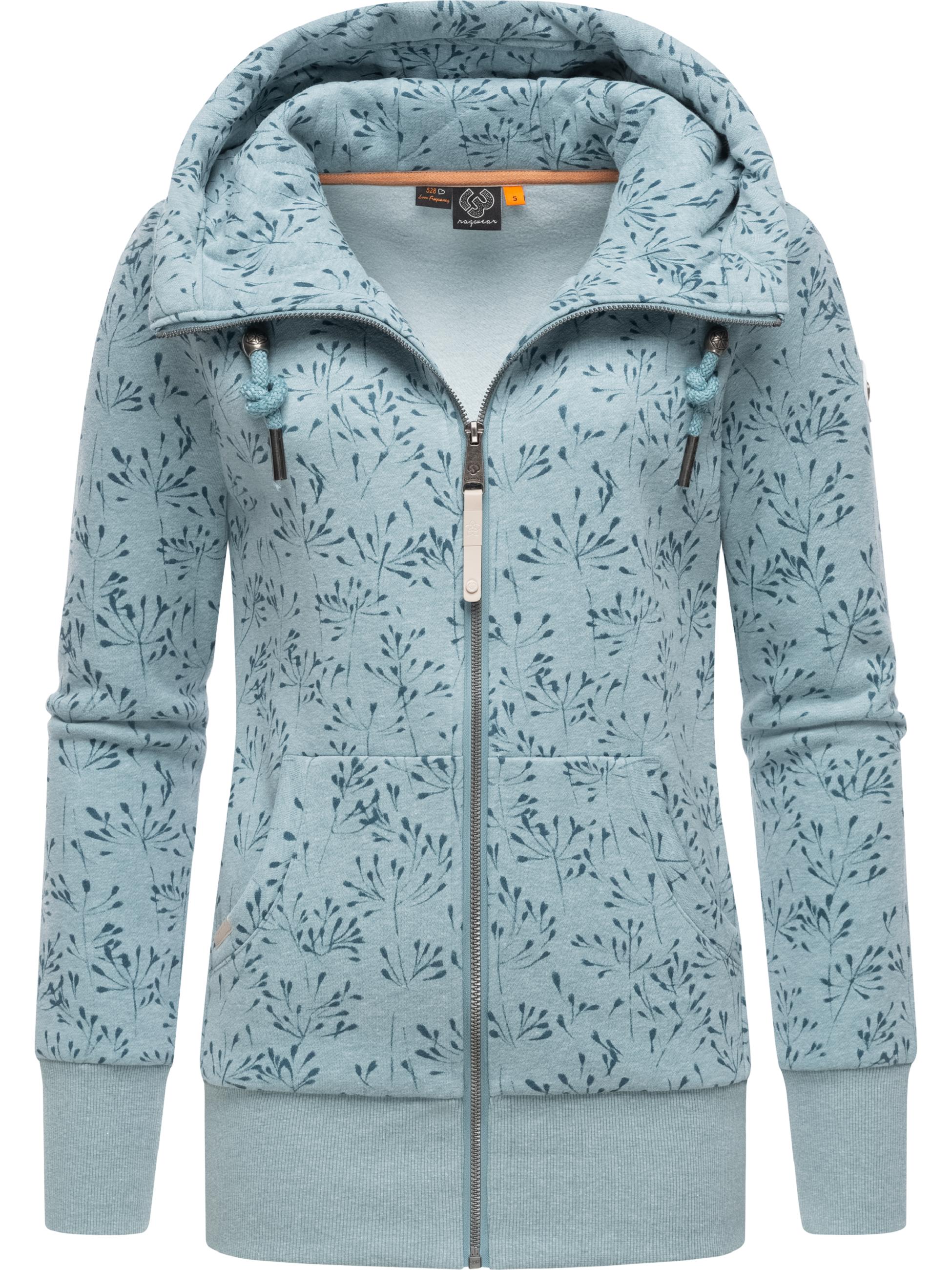 Gemusterte Sweatjacke "Neska Flowery Zip" Stone Blue23