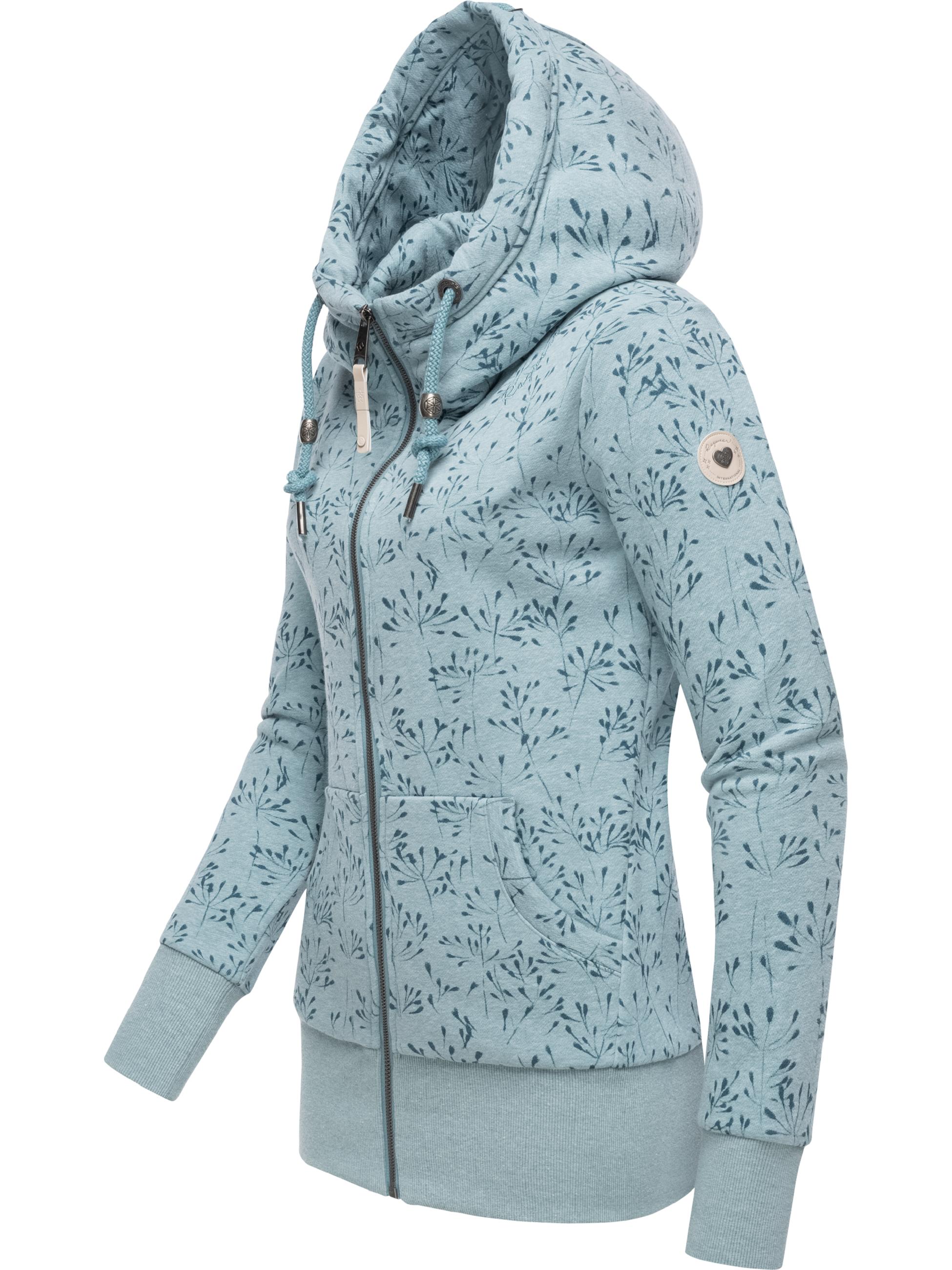 Gemusterte Sweatjacke "Neska Flowery Zip" Stone Blue23