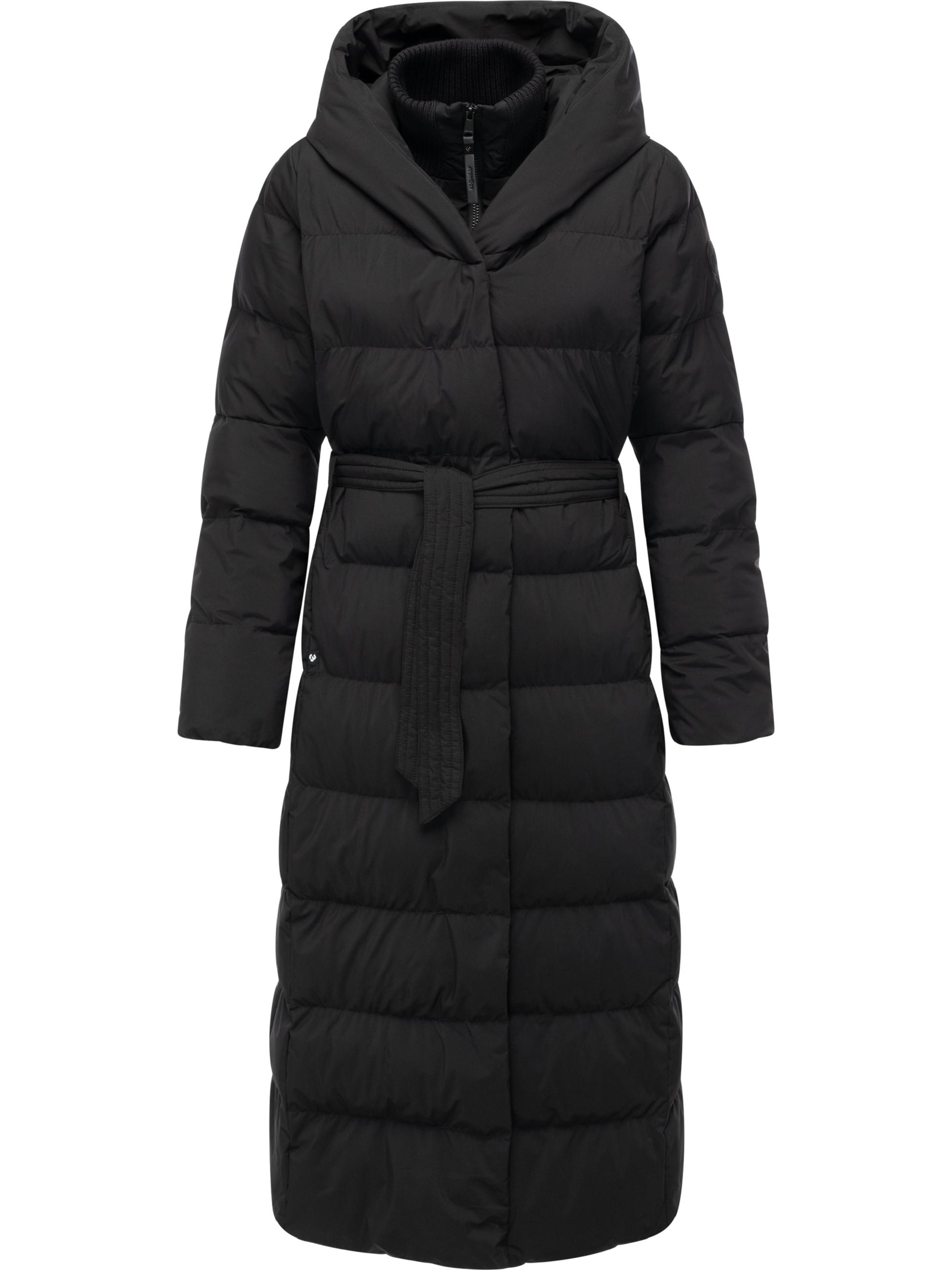Langer wasserdichter Wintermantel mit Bindegürtel "Niani Long" Black