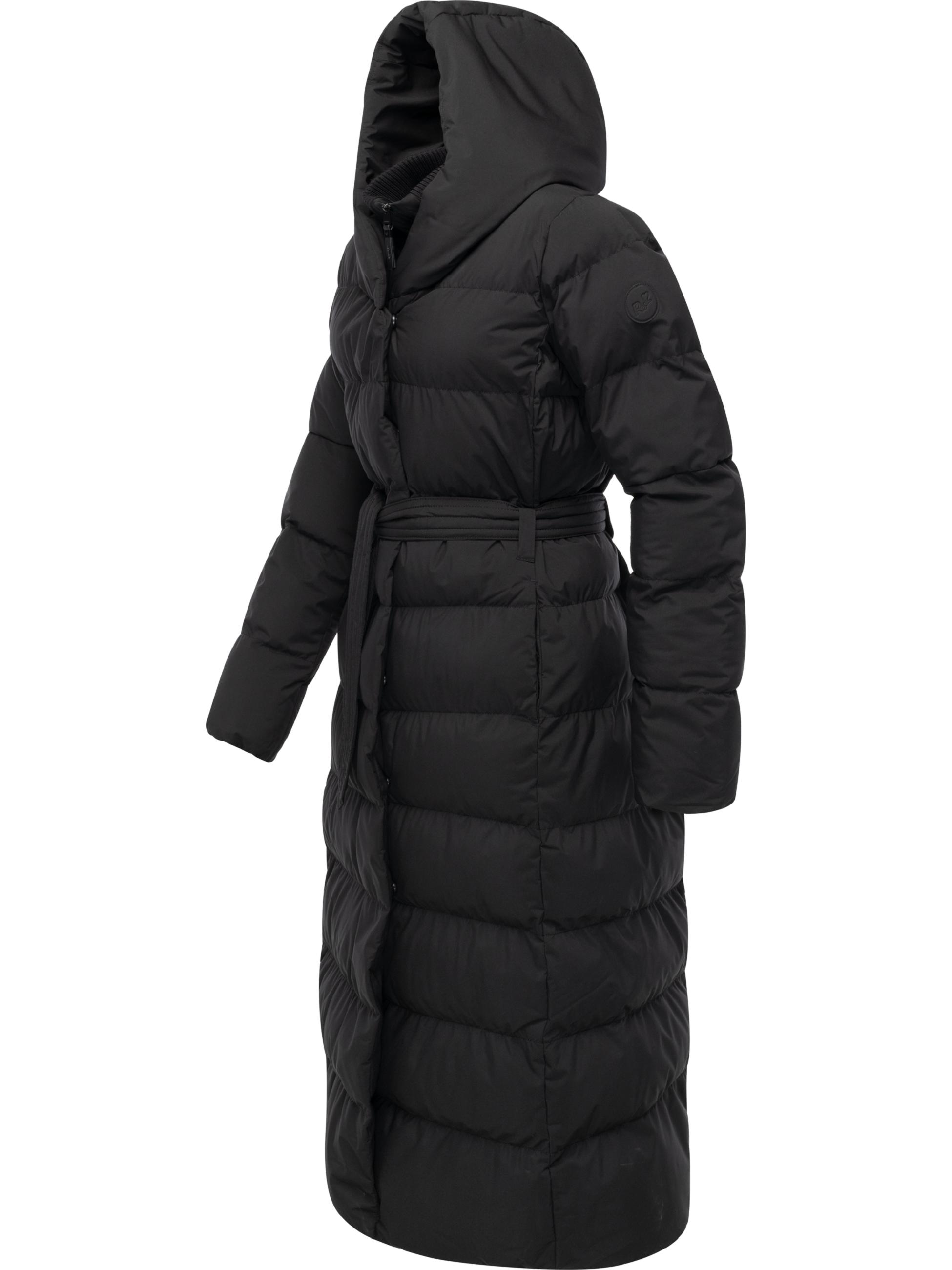 Langer wasserdichter Wintermantel mit Bindegürtel "Niani Long" Black