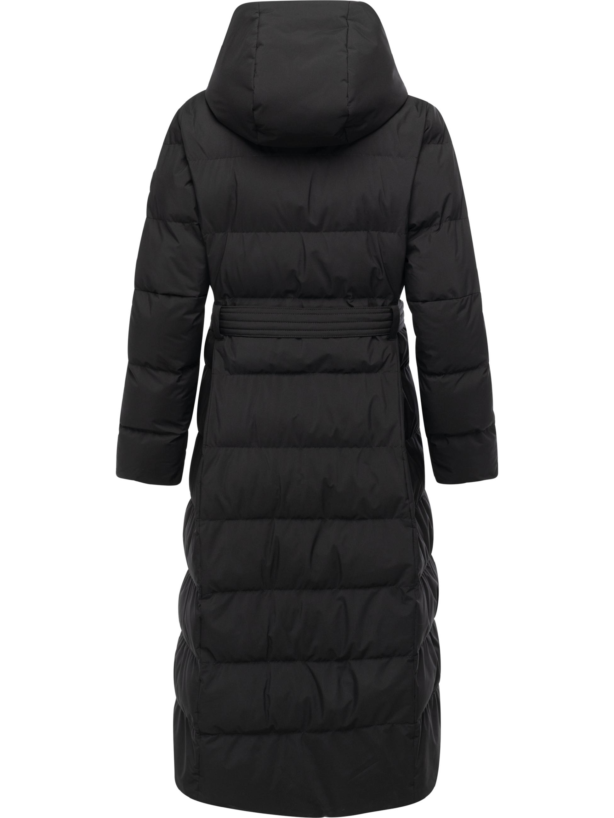 Langer wasserdichter Wintermantel mit Bindegürtel "Niani Long" Black