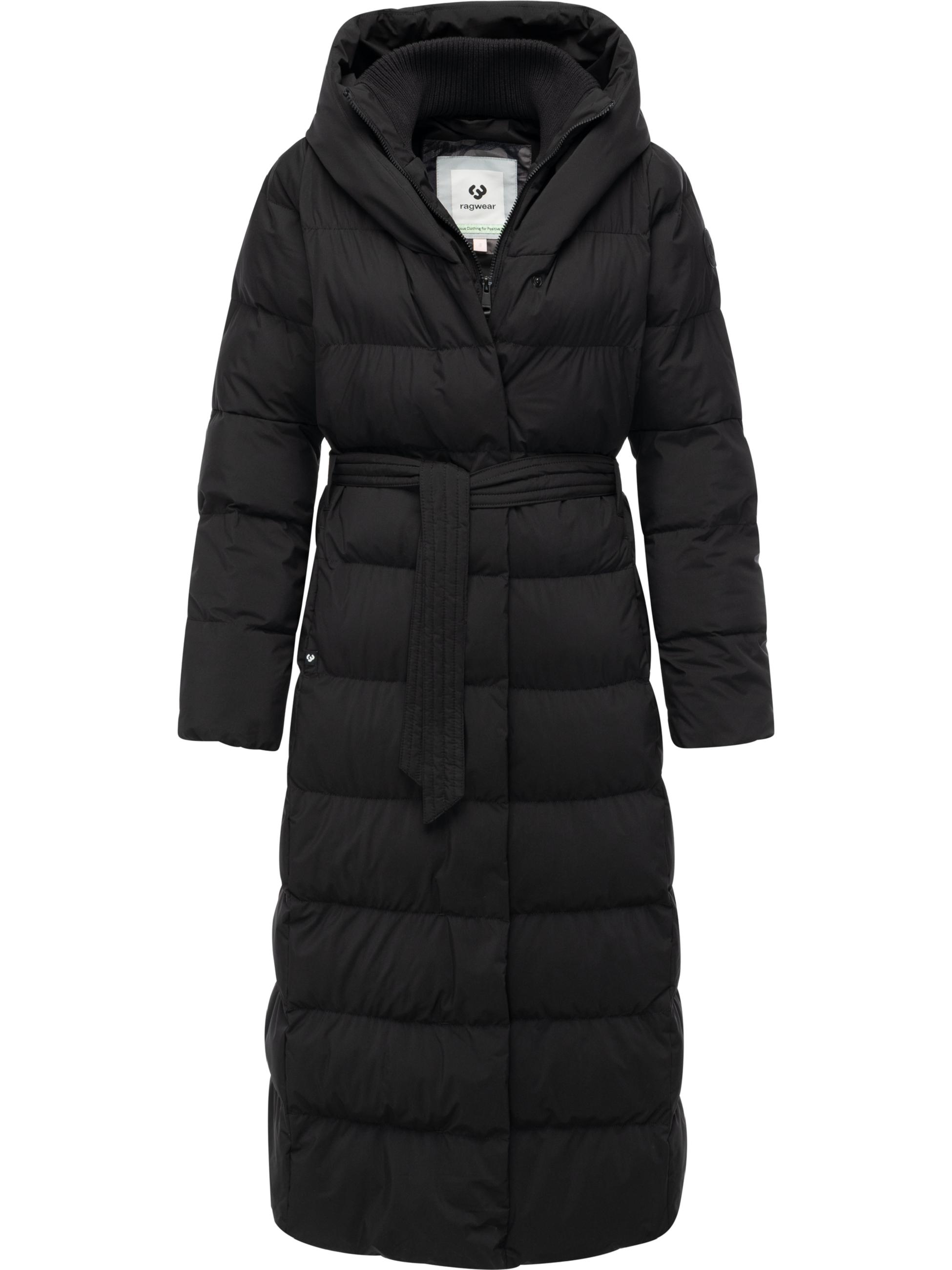 Langer wasserdichter Wintermantel mit Bindegürtel "Niani Long" Black