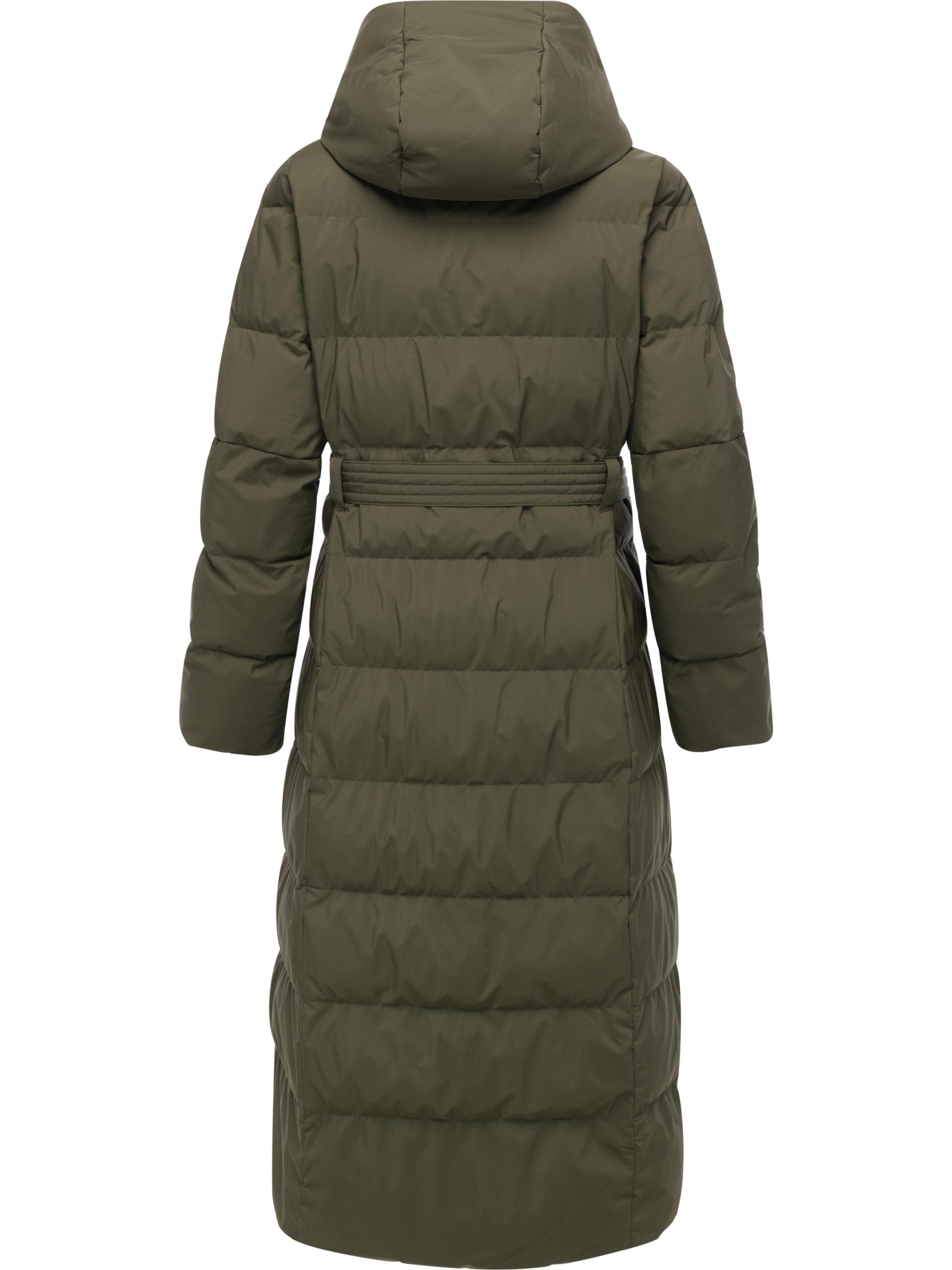 Langer wasserdichter Wintermantel mit Bindegürtel "Niani Long" Dark Olive