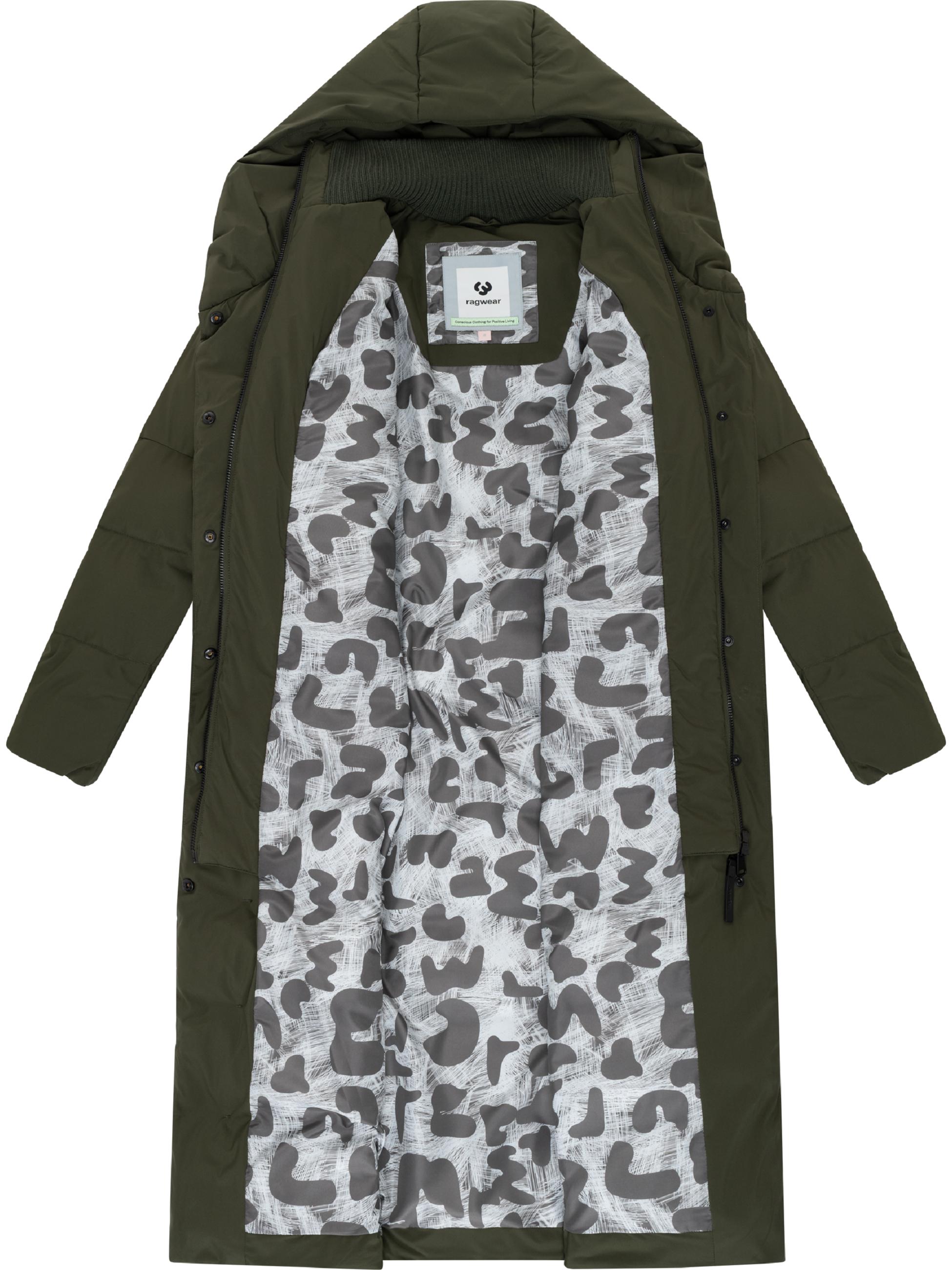Langer wasserdichter Wintermantel mit Bindegürtel "Niani Long" Dark Olive