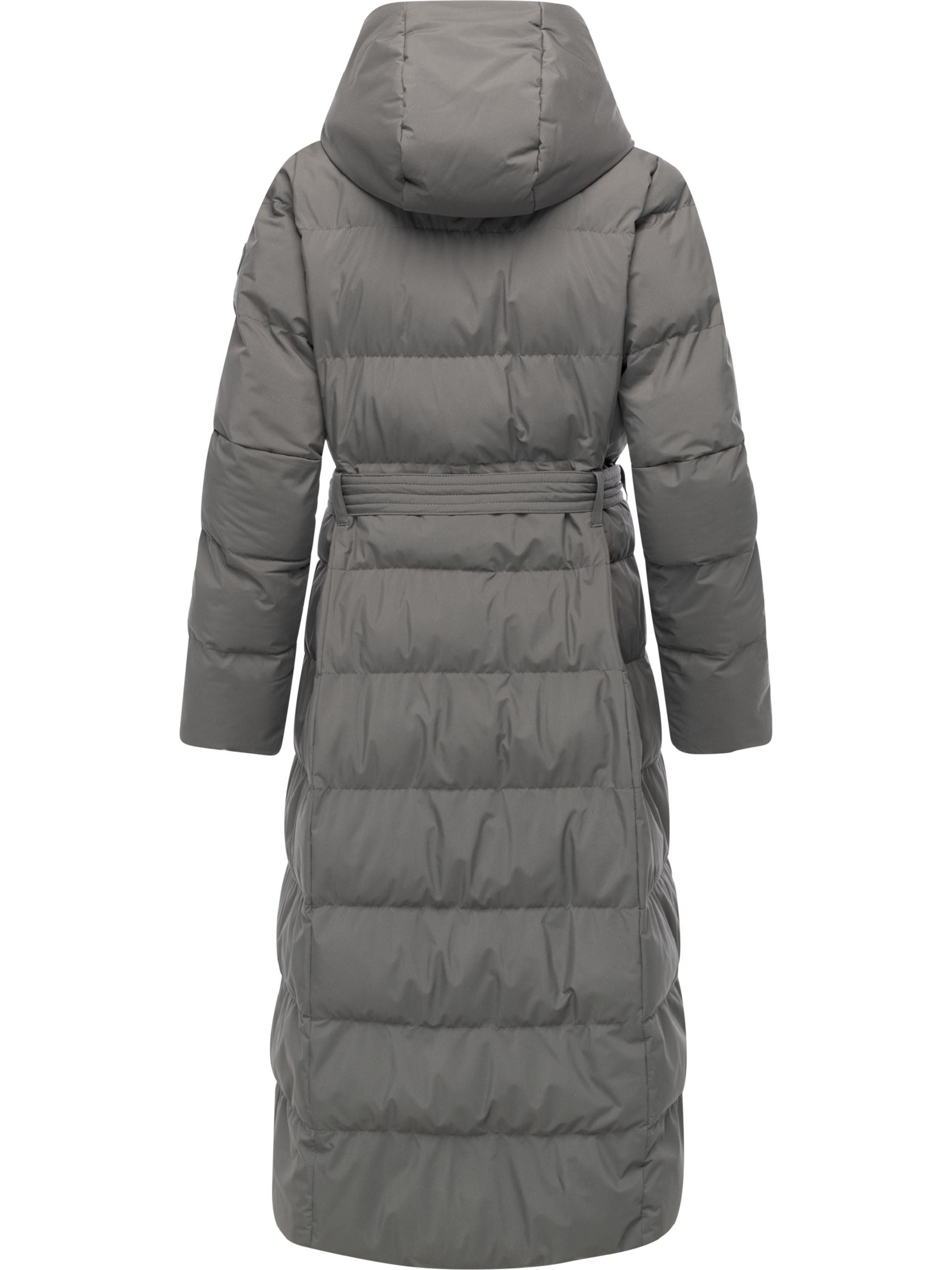 Langer wasserdichter Wintermantel mit Bindegürtel "Niani Long" Stone Grey
