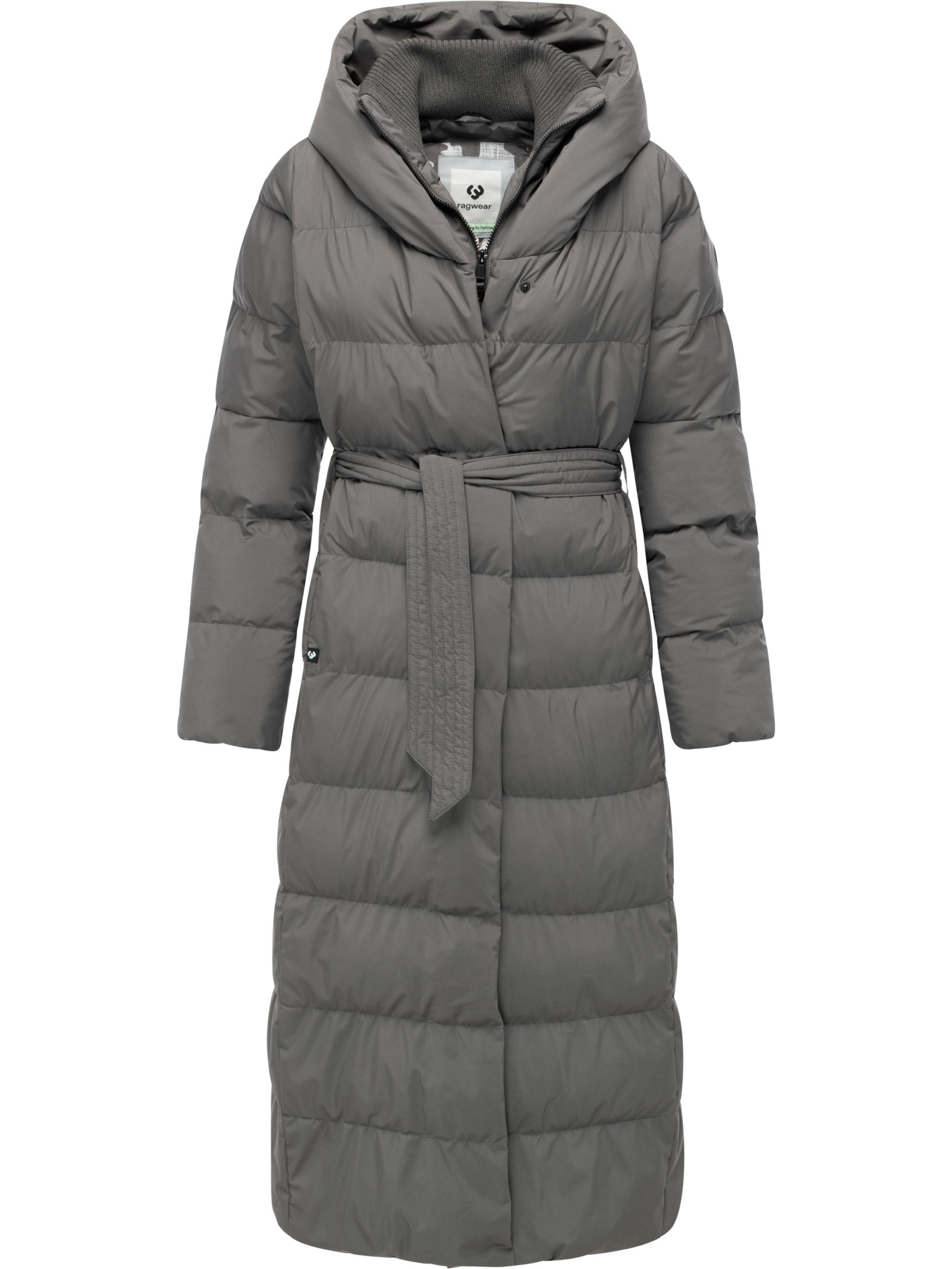 Langer wasserdichter Wintermantel mit Bindegürtel "Niani Long" Stone Grey