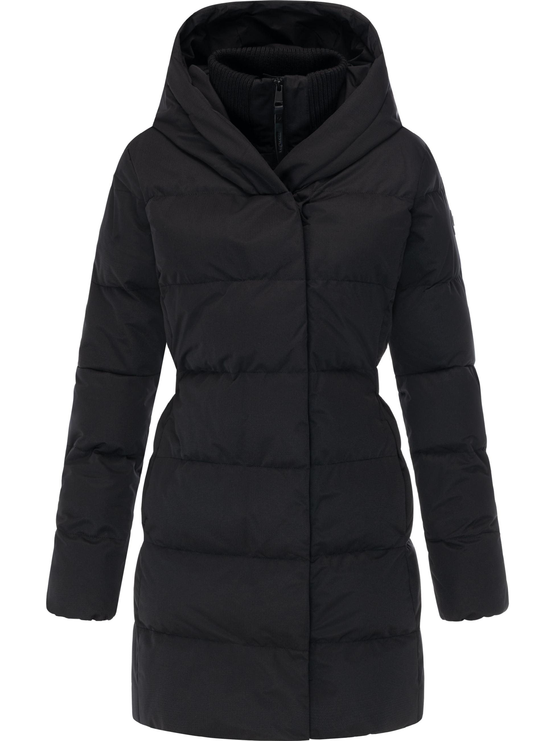 Warmer Winter Steppmantel mit hohem Kragen und Kapuze Niani YOUMODO Black