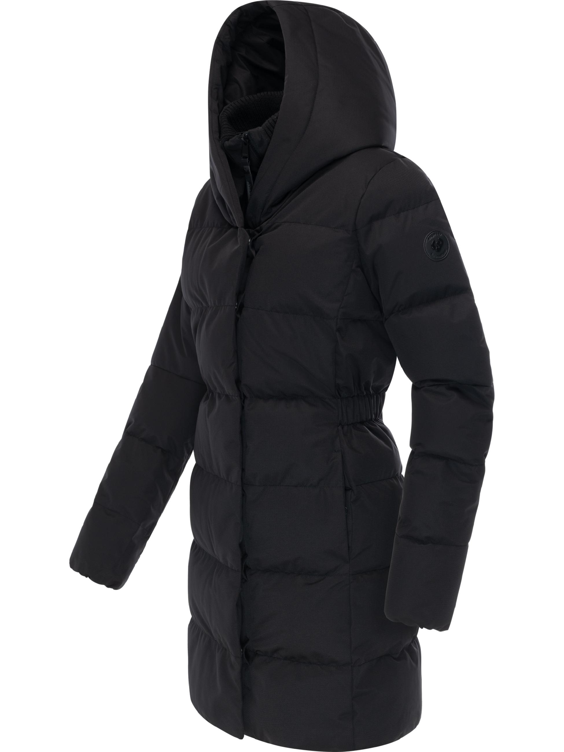 Warmer Winter Steppmantel mit hohem Kragen und Kapuze Niani YOUMODO Black
